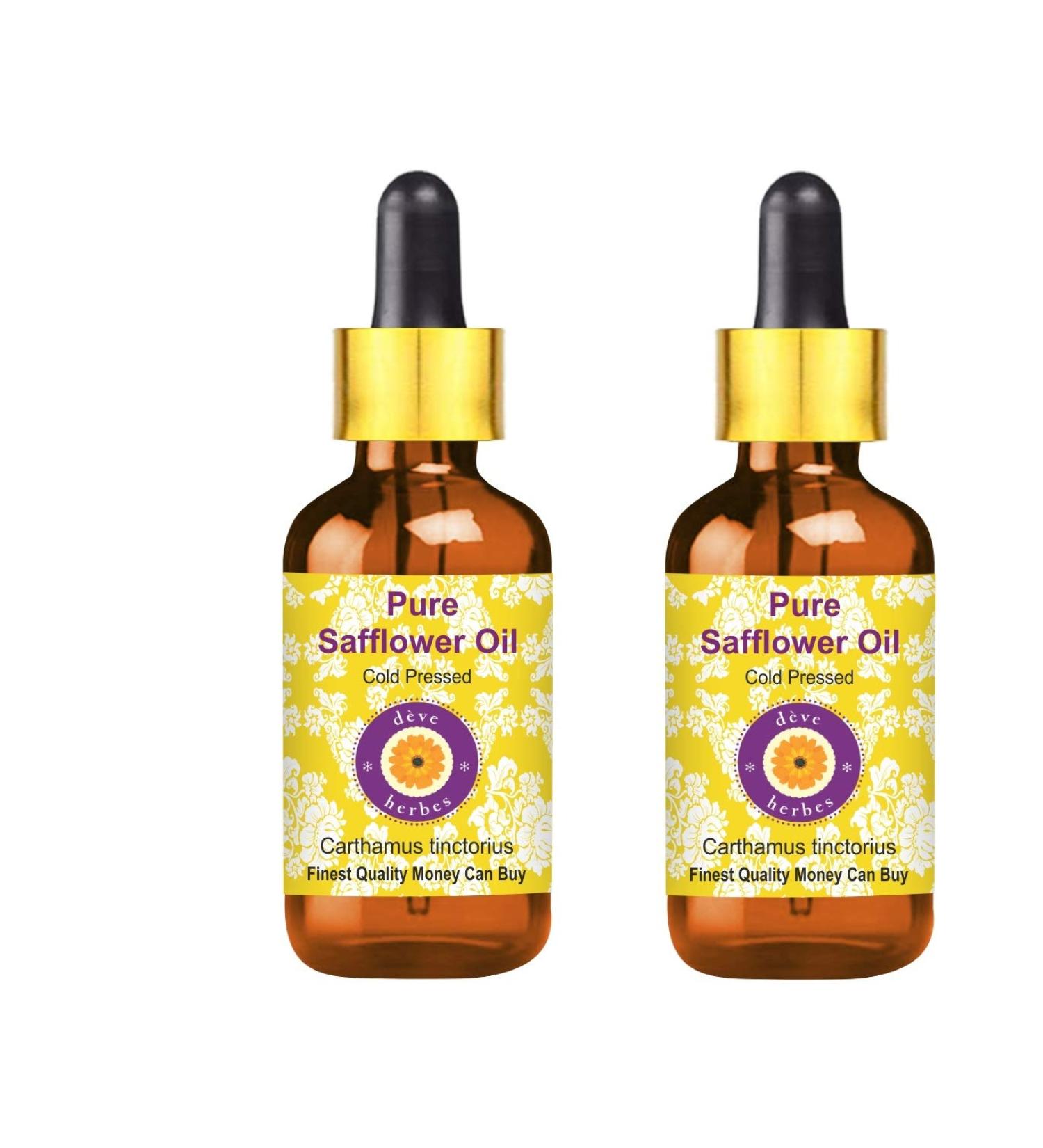 Dev Herbes Pure F rberdistel Oil (Carthamus Tinctorius) - 100ml x 2 - Cold-Pressed Natural Therapeutic Quality with Glass Dripper - International Shipping Available - Buy Online on GoSupps.com
