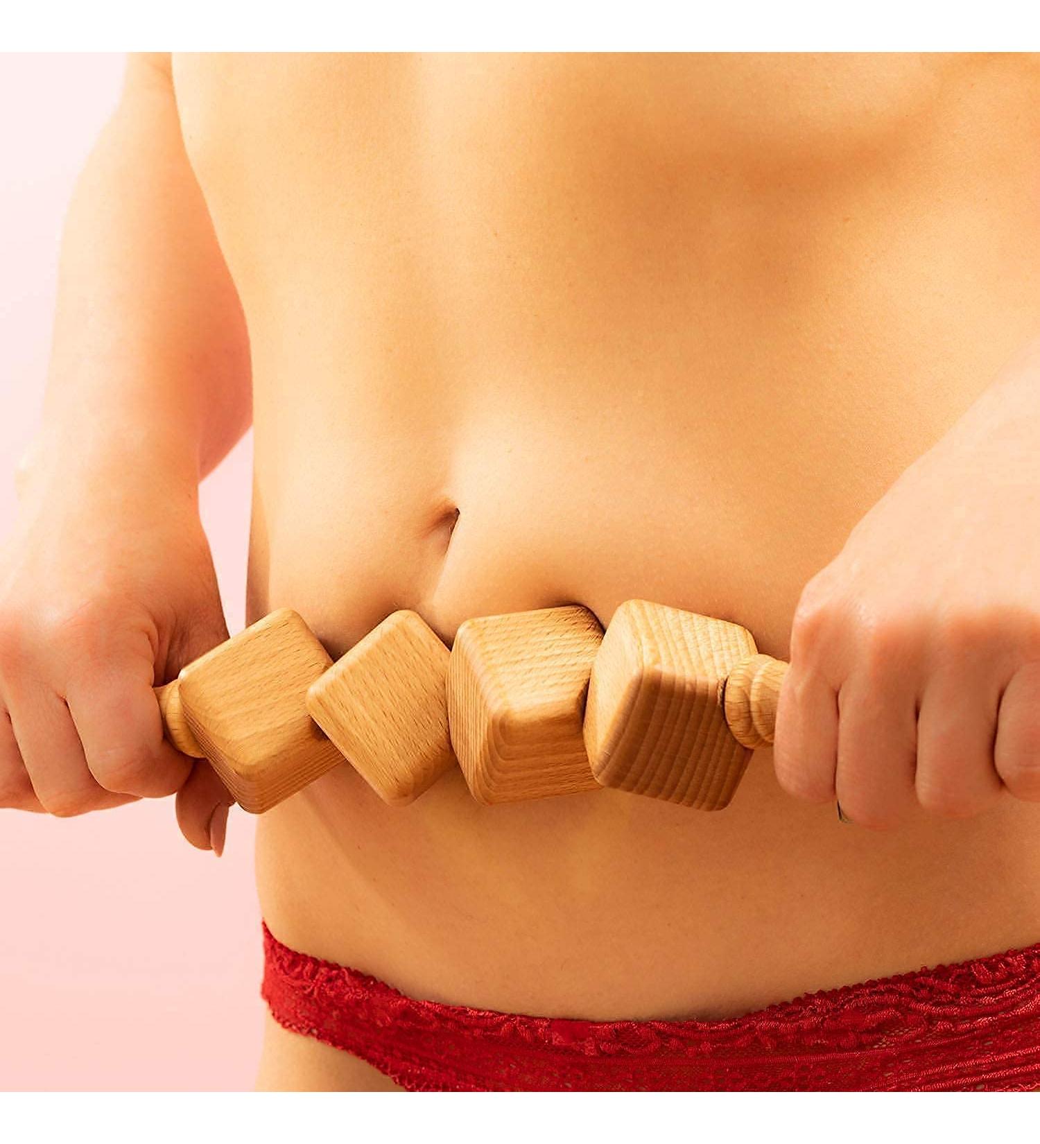 Mr. Woodware Professional Anti-Cellulite Massage Roller - 39 cm Wooden Cubes for Lymphatic Drainage & Soft Tissue Therapy - Recommended by Experts - Buy Online on GoSupps.com