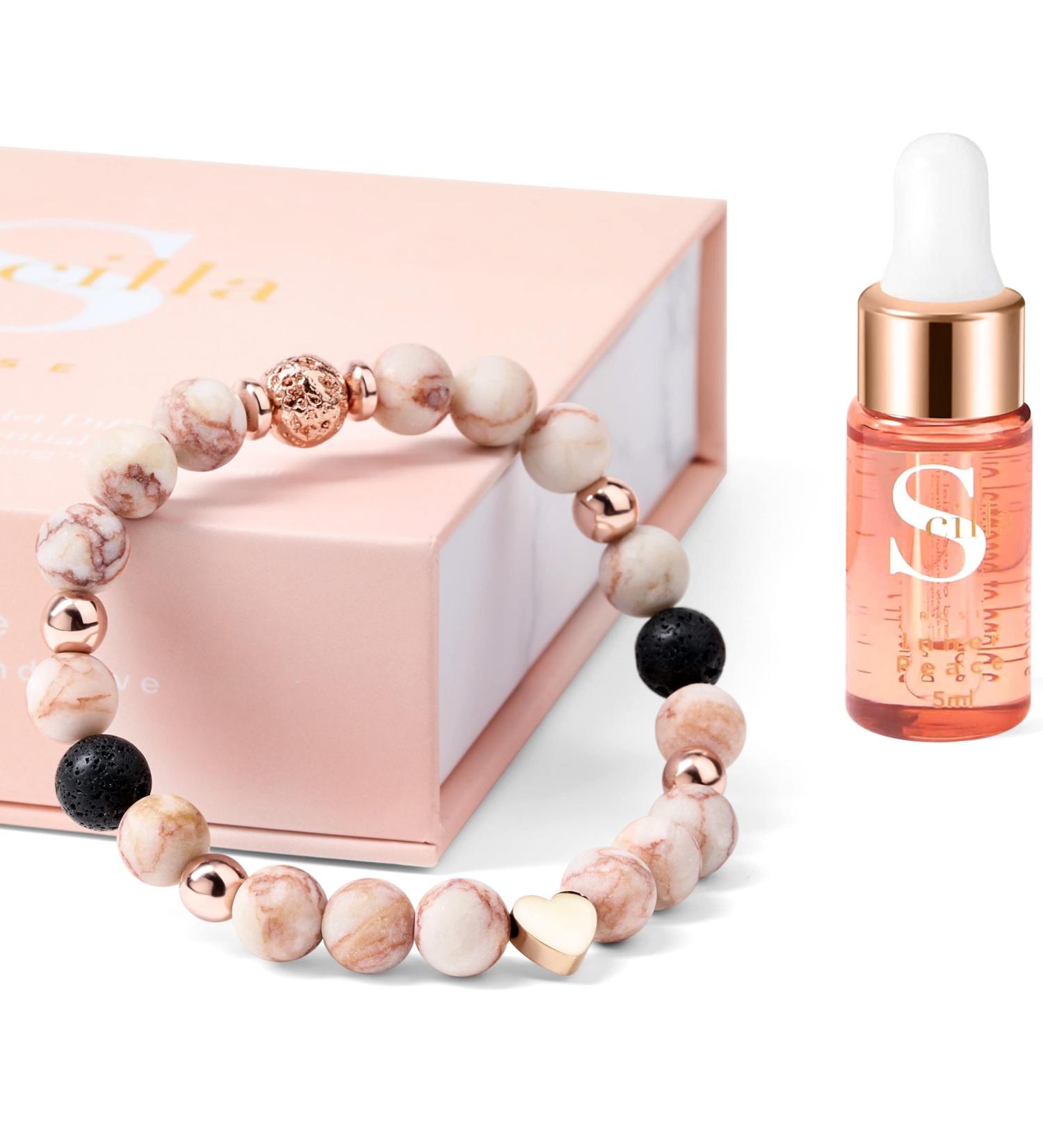 Crystal Bracelet Gift Set - Essential Oil Diffuser with Lava Stone & Red Jaspis - Perfect Gifts for Women & Teens - 17.5cm Inner Peace - Buy Online on GoSupps.com