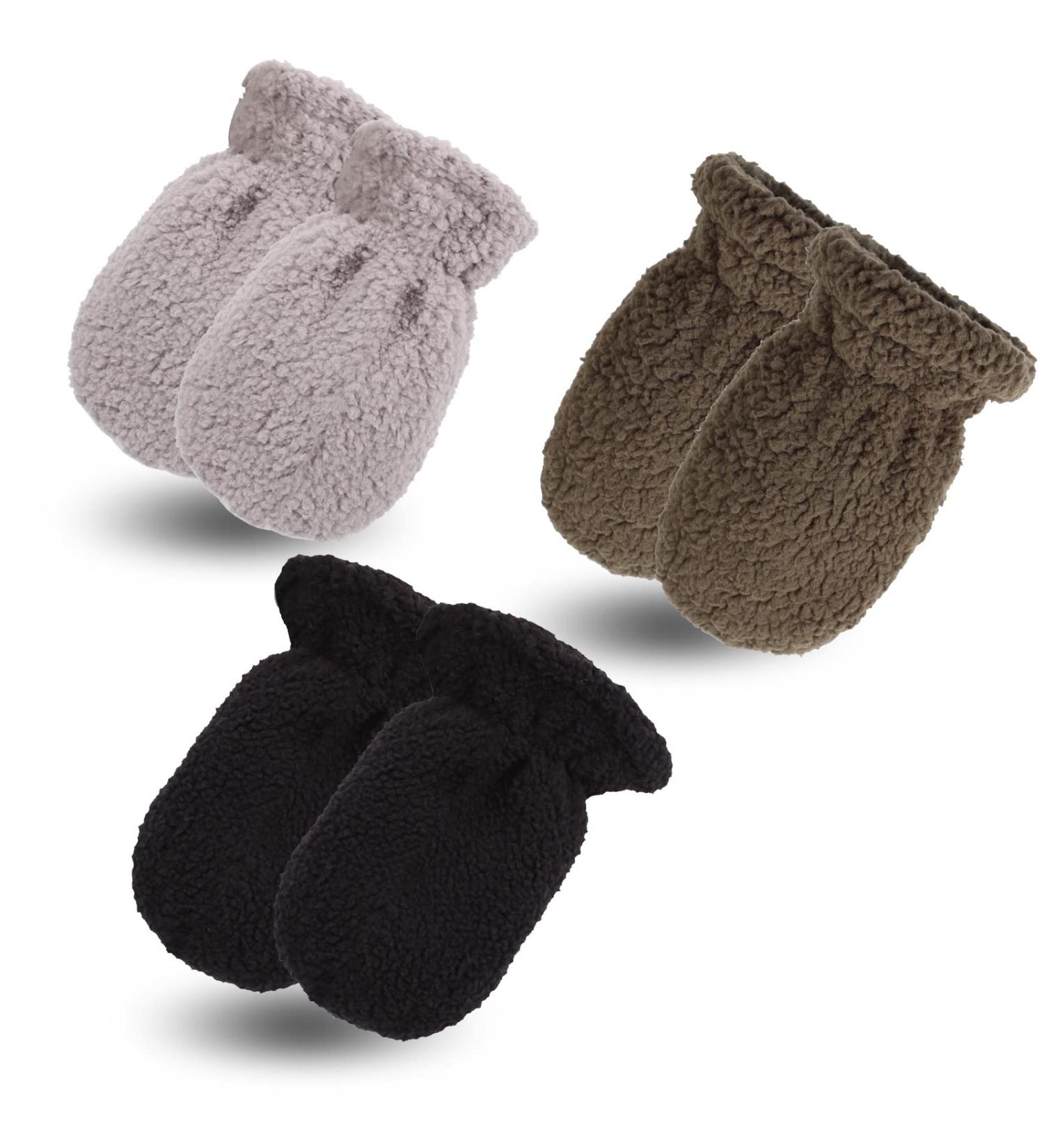Pesaat Double Layer Fleece Baby Gloves - Anti-Scratch Mittens for Boys and Girls | 6-12 Months (3pcs) - Winter Infant Toddler Mittens - Buy Online on GoSupps.com