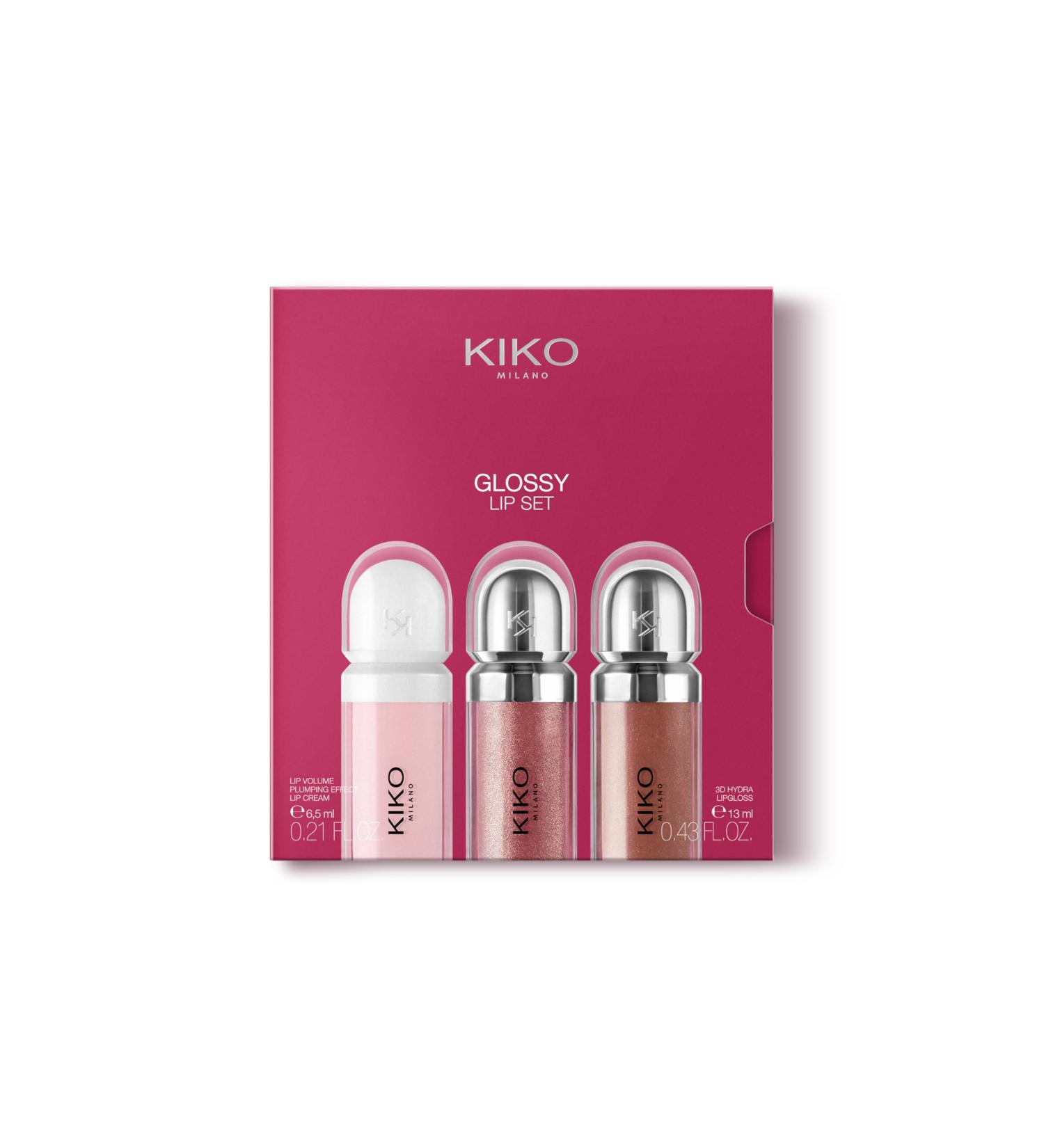 KIKO Milano Glossy Lip Set Makeup Kit: 2 Moisturizing Glosses and 1 Perfecting Lip Cream - Buy Online on GoSupps.com