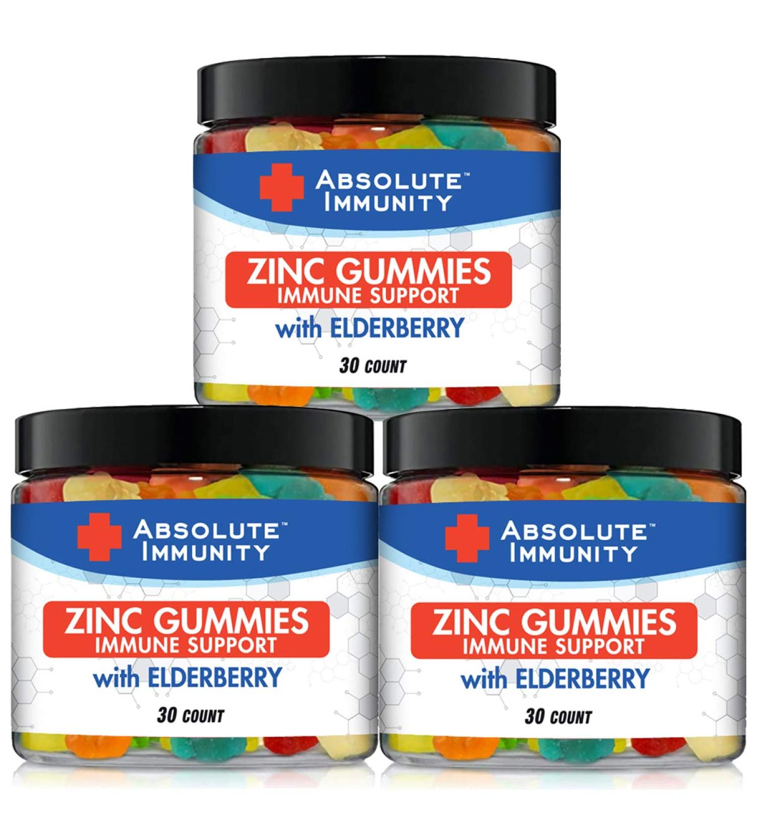 Absolute Immunity- ZINC and Elderberry Gummies - Immune System Health - Adults and Kids 30ct. 3 Pack - Buy Online on GoSupps.com
