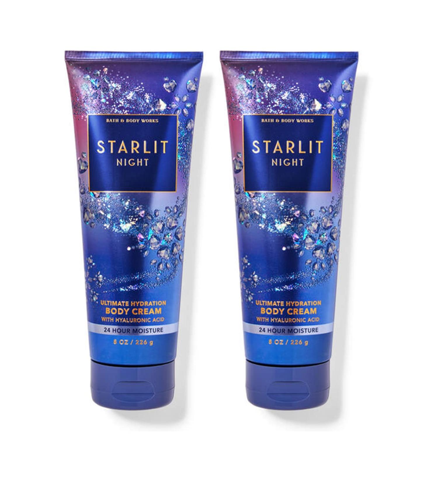 Bath and Body Works Starlit Night Body Cream Ultimate Hydration Gift Set For Women 2 Pack 8 Oz. (Starlit Night)