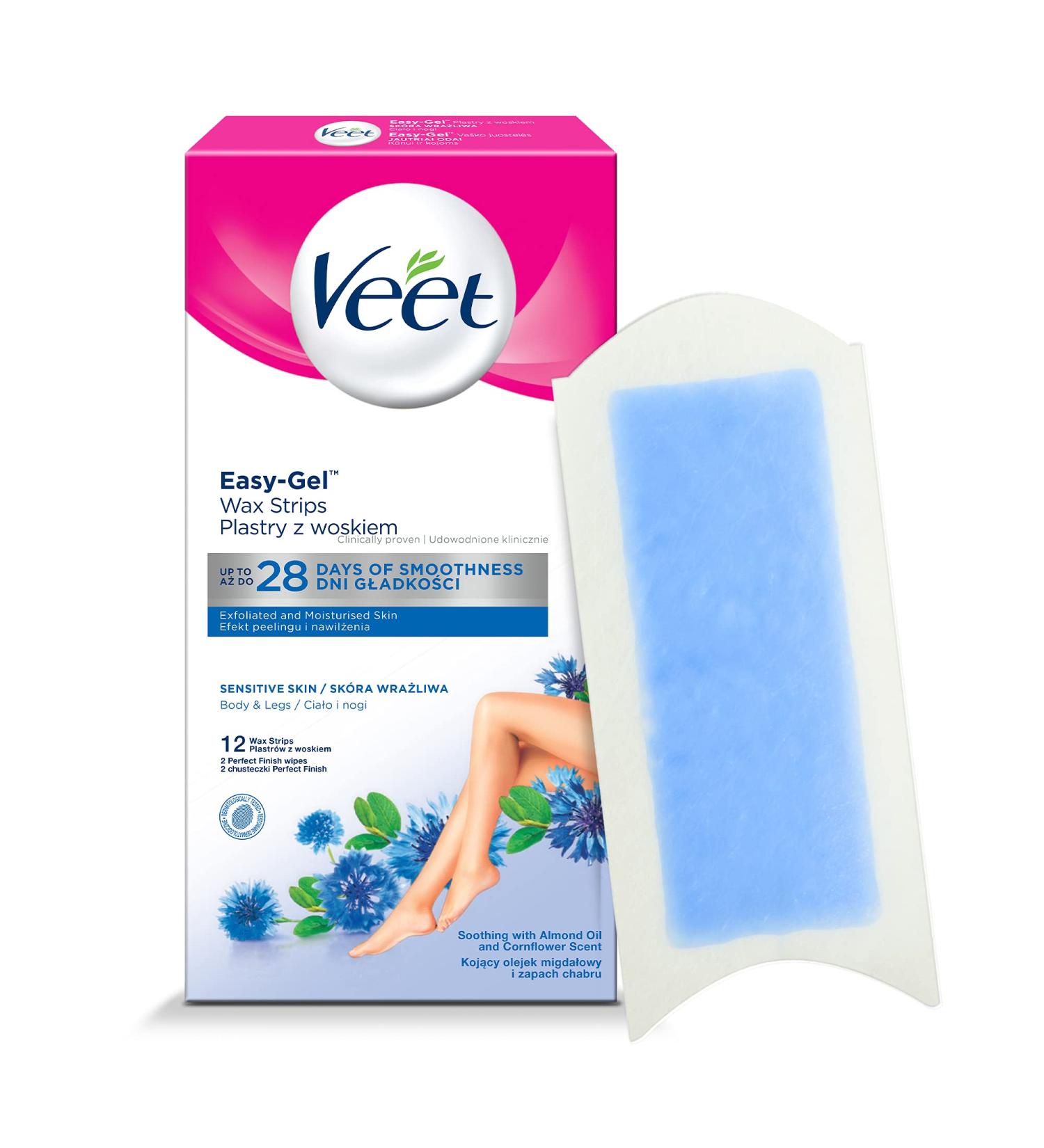 Veet Cold Wax Strips for Sensitive Skin - Easy-Gelwax Technology | 12 Pack | Fast International Shipping - Buy Online on GoSupps.com