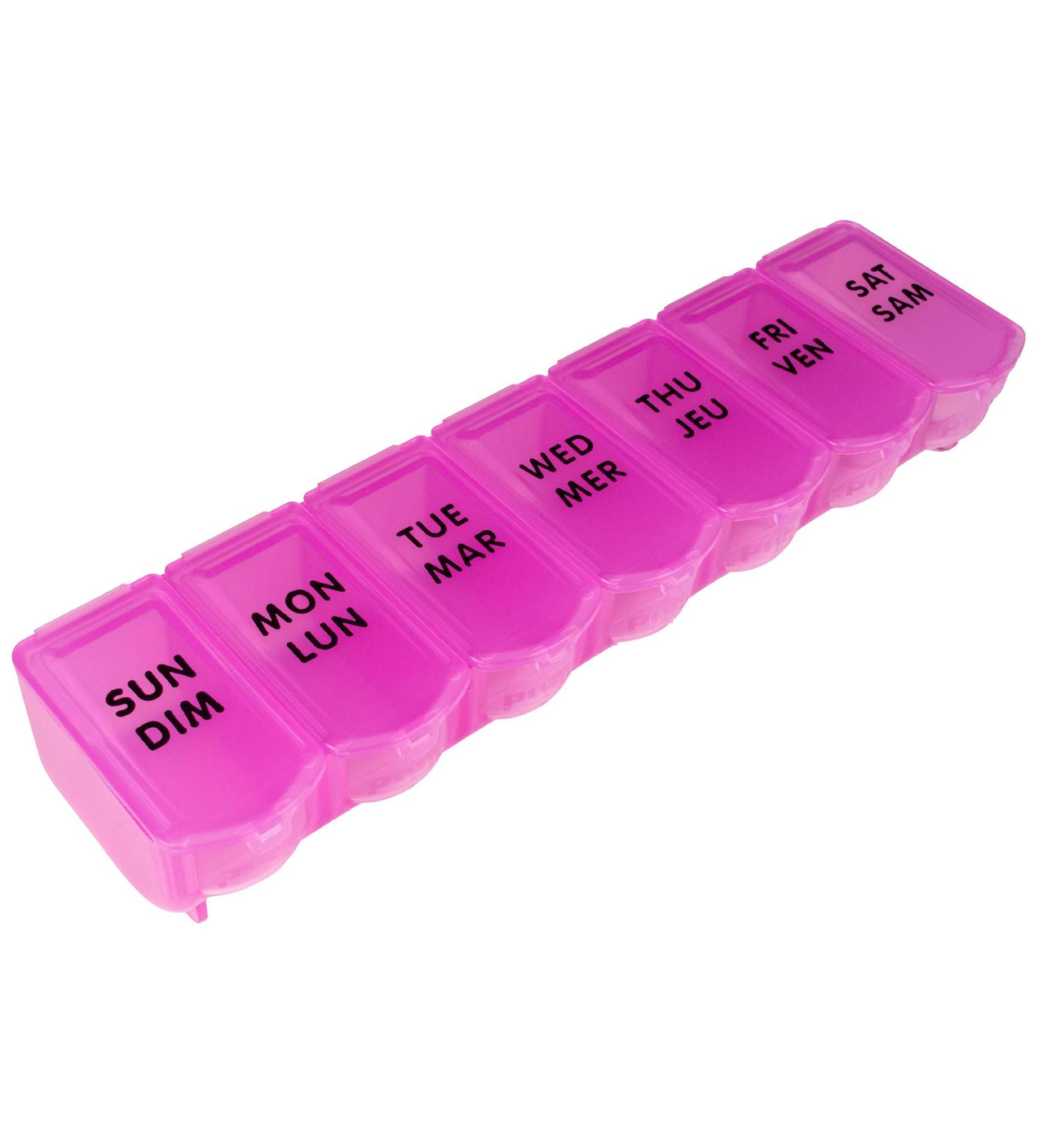 Apex 7 Day Bubble Lok Weekly Pill Organizer Weekly Pill Organizer Daily Easy-Open See-Through Lids Organize Medication or Vitamins Berry - Buy Online on GoSupps.com