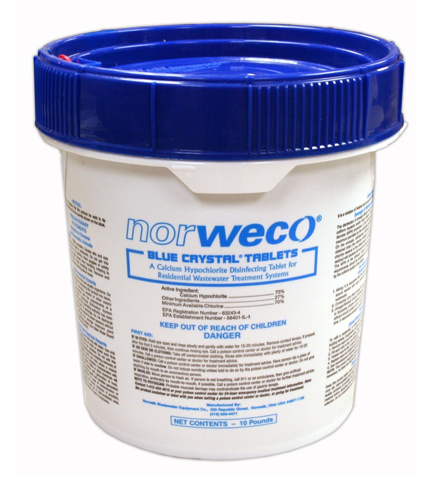 Norweco 10lb. Blue Crystal Chlorine Tablets for Aerobic or Septic Systems