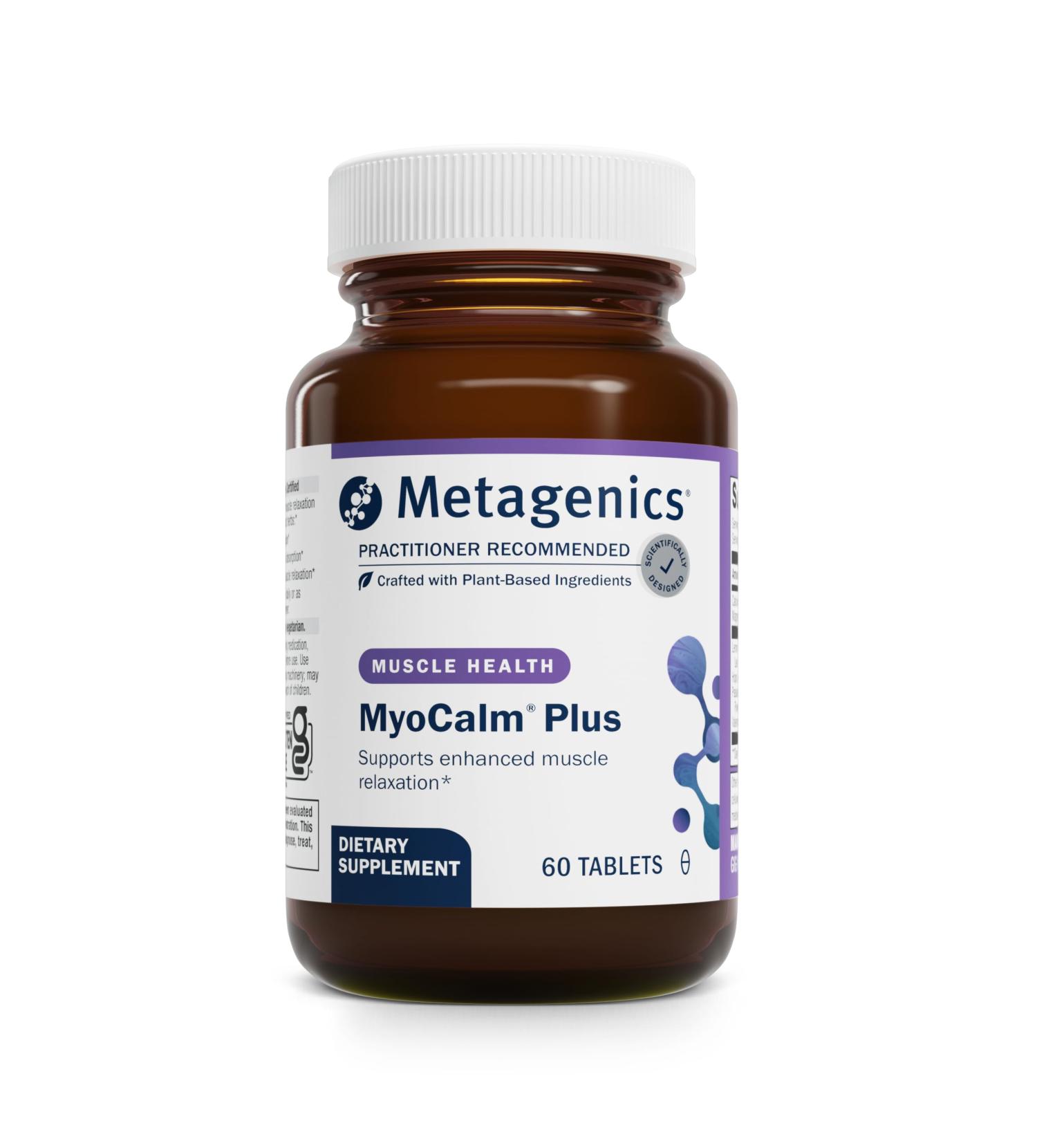 Metagenics MyoCalm Plus - Muscle Relaxation & Stress Support with Passionflower Valerian Lemon Balm Magnesium & Calcium - Supports Sleep Quality - Non-GMO Gluten-Free Vegetarian - 60 Tablets Lemon 60 Count (Pack of 1) - Buy Online on GoSupps.com