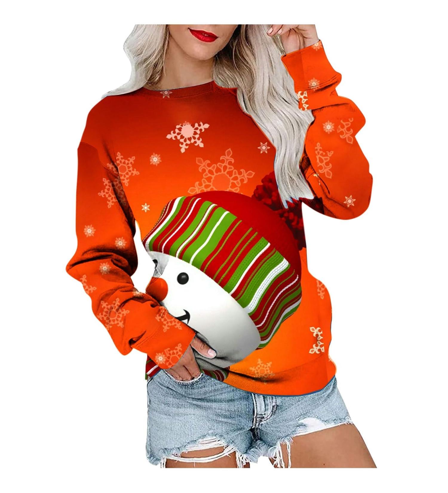 Yihaojia Women Ugly Christmas Tree Reindeer Holiday Knit Sweater Pullover Xmas Snowflake Patterns Knitted Sweater Red#86 Medium - Buy Online on GoSupps.com