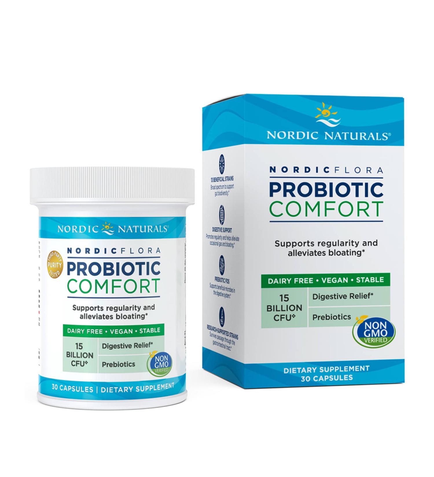 Nordic Naturals Flora Probiotic Comfort | 15 Billion CFU | 30 Capsules - Digestive Health Support - Buy Online on GoSupps.com