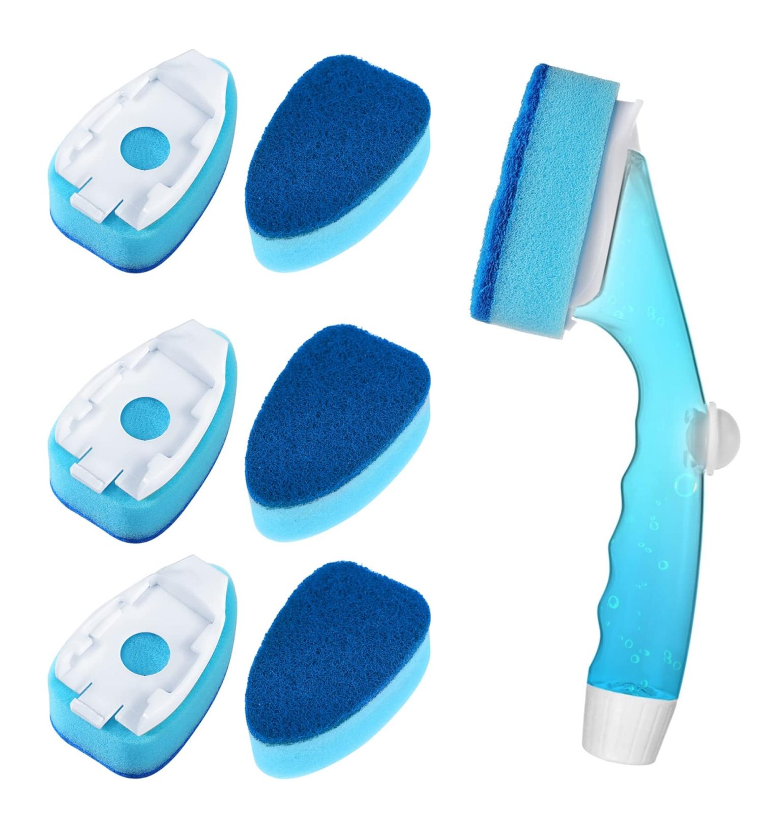 Non-Scratch Dishwand Refill with Handle - 6 Heavy Duty Refills & Replacement Sponge Heads Set - Soap Control Scrubbers for Dishwashing - Blue - Buy Online on GoSupps.com