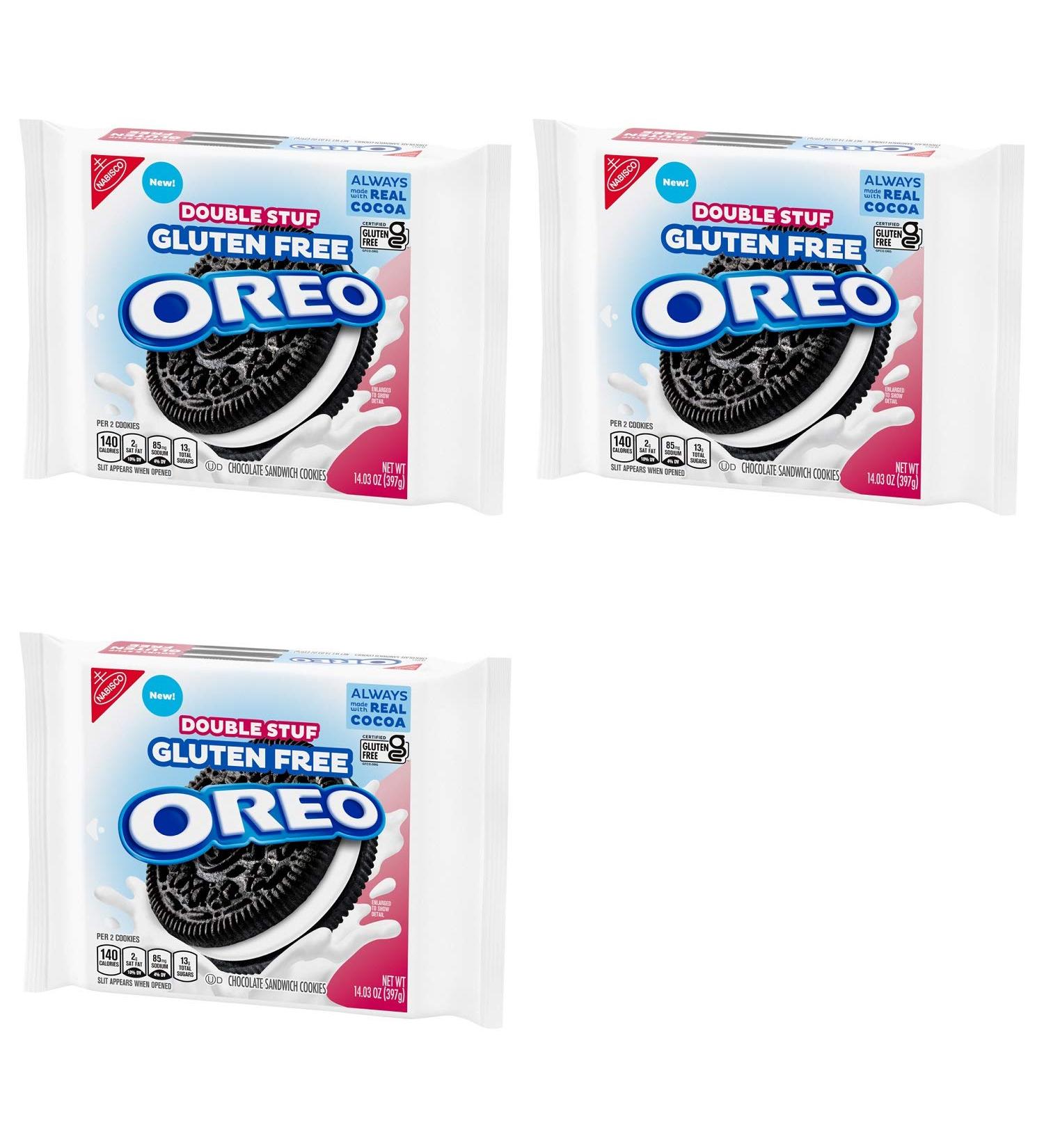 Oreo Double Stuf Gluten-Free Chocolate Sandwich Cookies - Bulk Pack of 3 Resealable Bags - 42.09 oz Total - Healthy Snacks for Kids 14.03 oz each - Buy Online on GoSupps.com