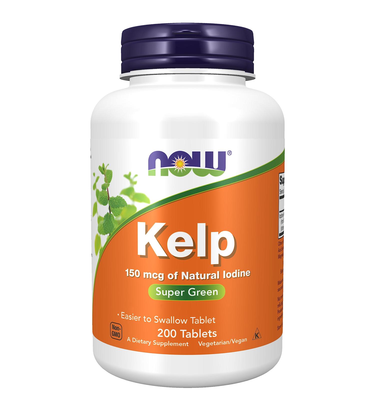 Now Foods Kelp 150mcg 200 Tablets - Lab-Tested Natural Iodine, Soy Free, Gluten Free, Vegetarian - Buy Online on GoSupps.com