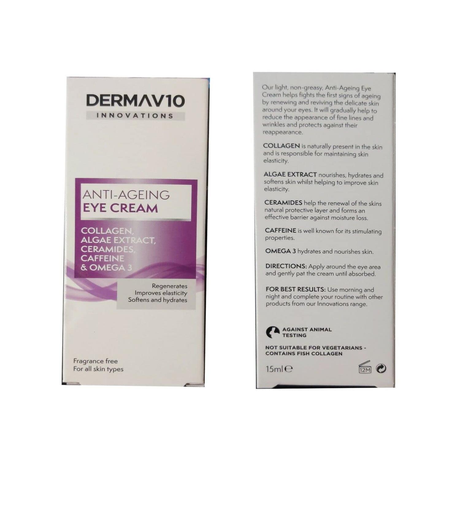 Two packs of Derma V10 Innovations Anti-Aging Eye Cream 15ml