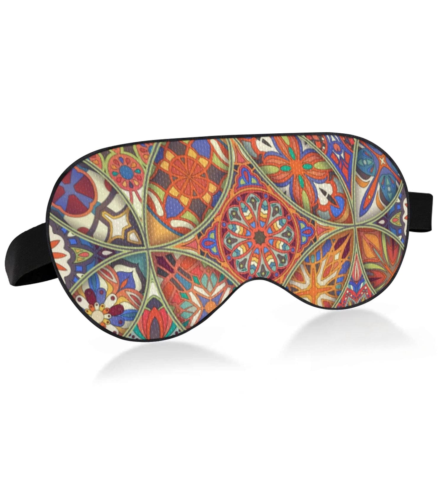 Xigua Cooling Eye Mask for Summer Rest - Breathable Sleep Cover for Men & Women | Elastic Contoured Blindfold for Travel - Mandala Boho Style - Buy Online on GoSupps.com
