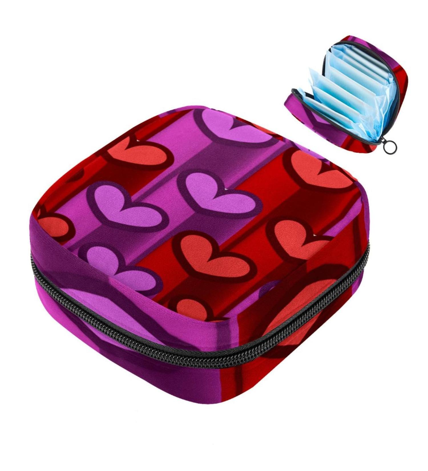 Javenproeqt Portable Women's Binding Bags | Menstrual Cup & Tampon Pocket for Teenage Girls | Violet Red Multicolored - Buy Online on GoSupps.com