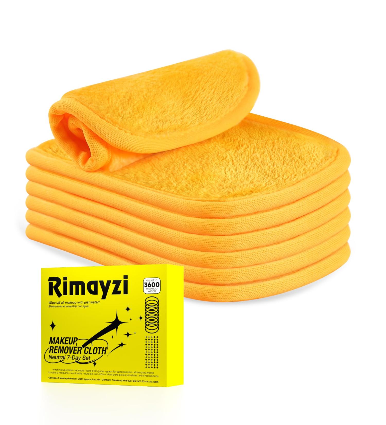 Makeup Remover Cloth 7-Pack | Skin-Friendly Washable & Reusable Cleansing Pads Effortlessly Remove Waterproof Makeup with Just Water (Yellow - Buy Online on GoSupps.com