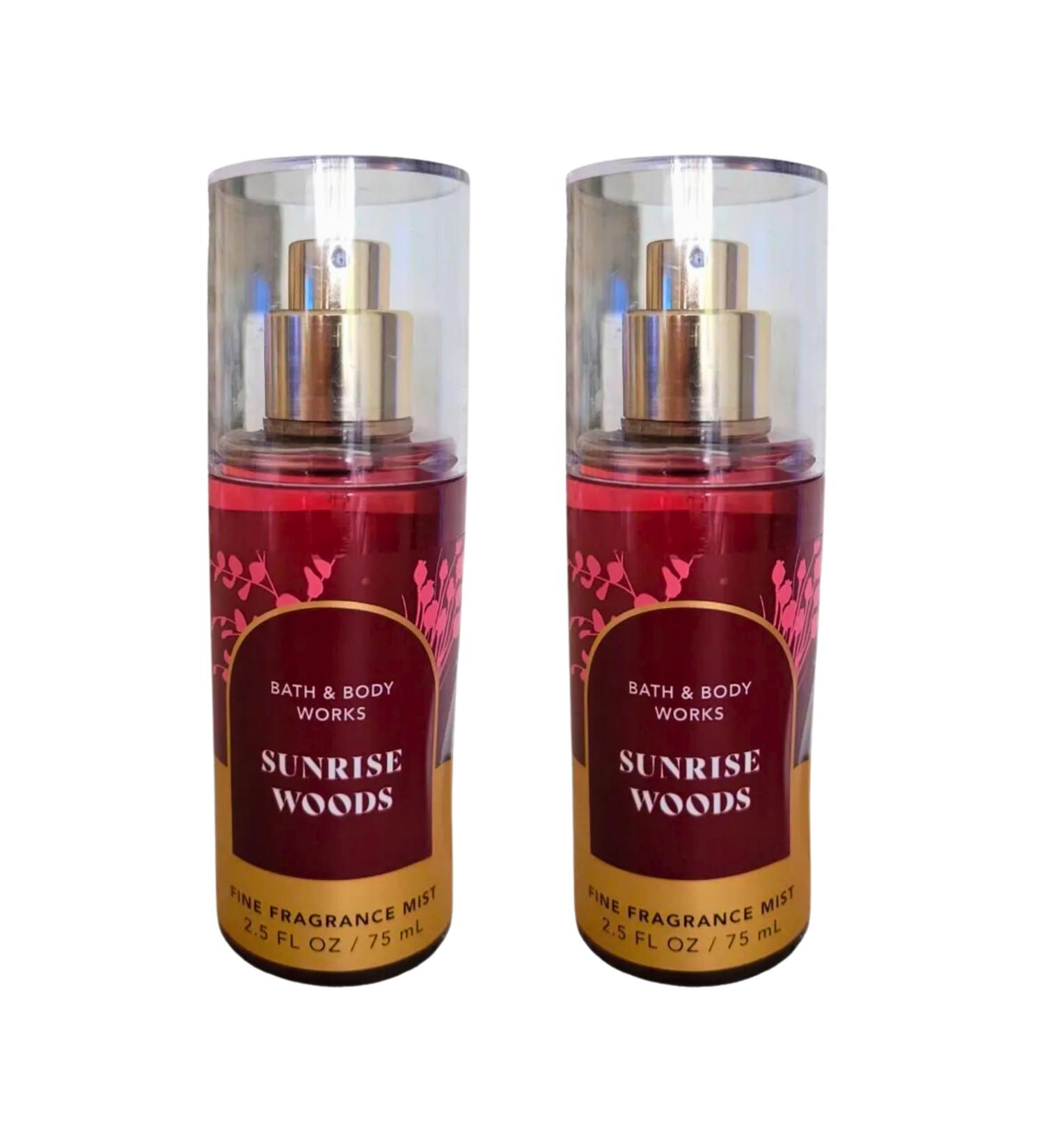 Bath & Body Works Mini Travel Size Fine Fragrance Mists 2.5oz Each Set of 2 (Sunrise Woods)