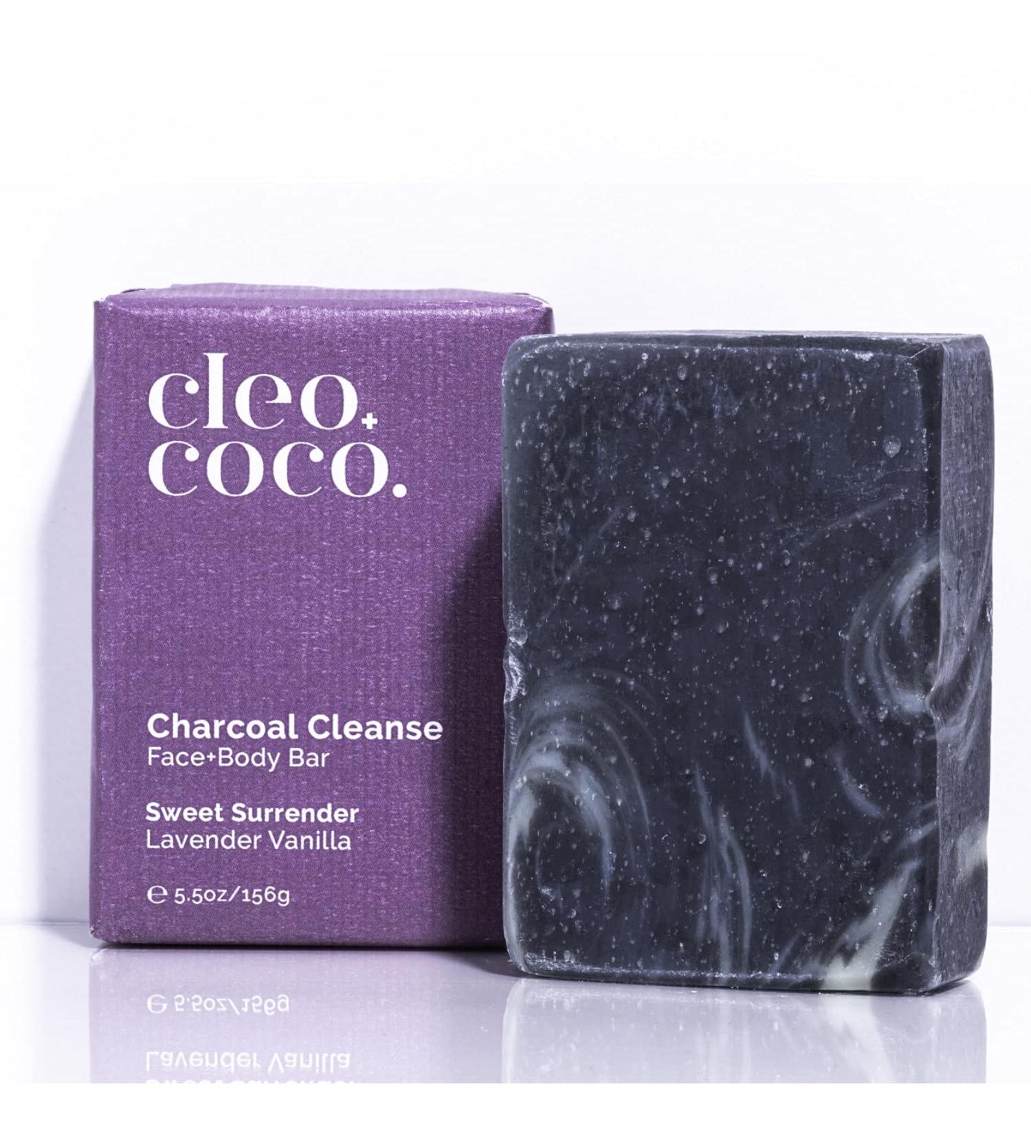 Cleo+Coco Cleanse Bar - Activated Charcoal Face and Body Soap, Zero Waste, Aluminum Free - Lavender Vanilla 5.5oz - Buy Online on GoSupps.com