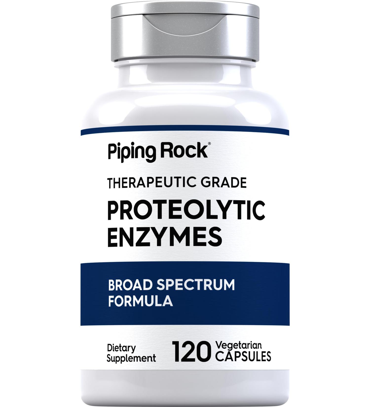 Piping Rock Proteolytic Enzymes Supplement | 120 Capsules | Broad Spectrum Complex | Vegetarian Non-GMO Gluten Free - Buy Online on GoSupps.com