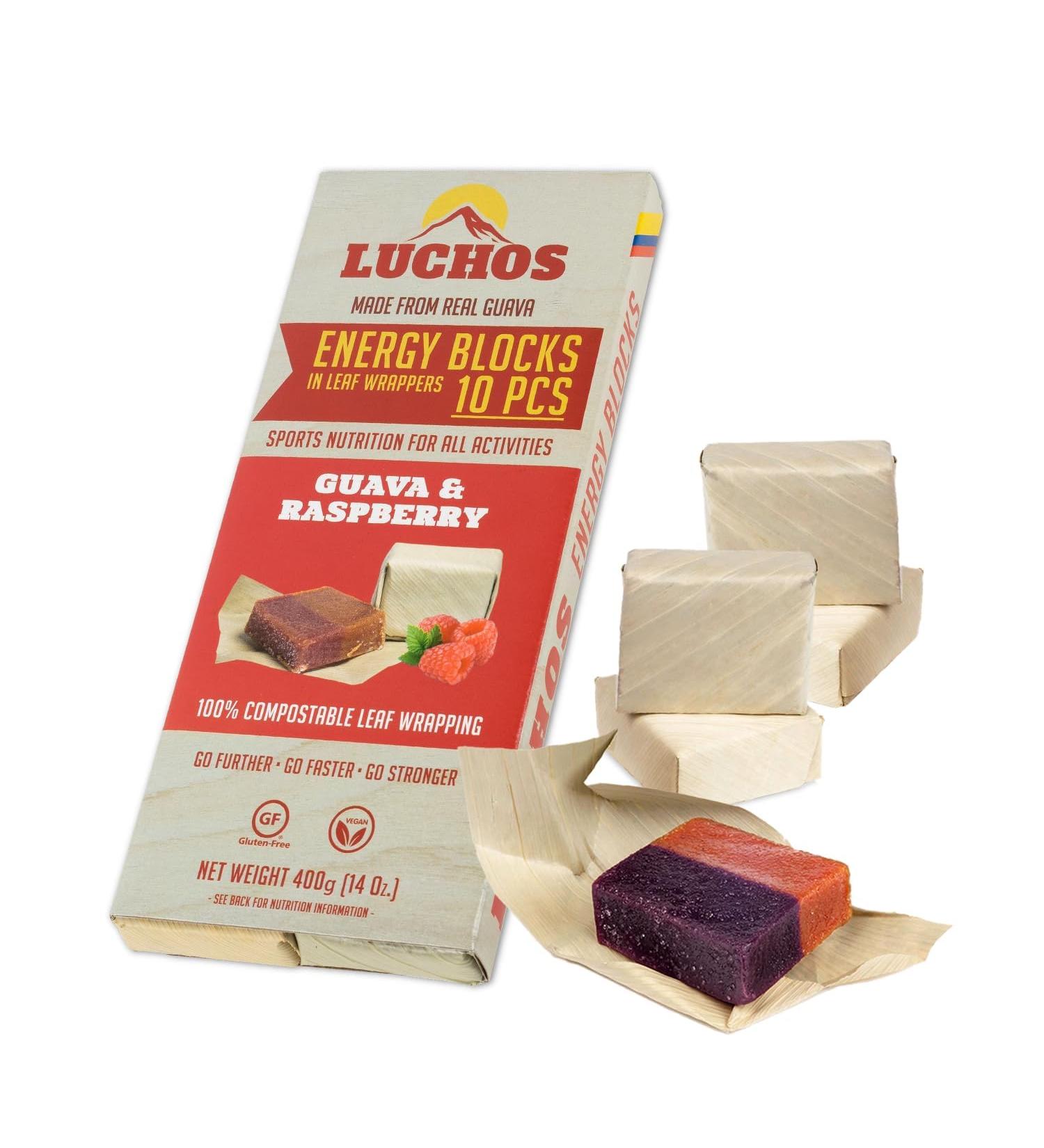 Luchos Natural Energy Bar - Raspberry | Vegan & Gluten-Free High Carb Endurance Bars for Running Cycling & Workouts | 10 Pack - Buy Online on GoSupps.com