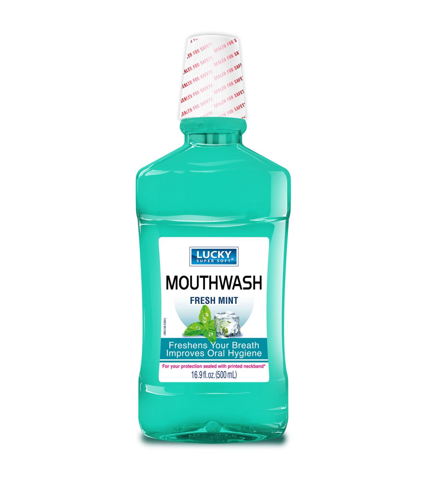 Lucky Super Soft Mouthwash Fresh Mint 16.9 Fluid Ounce
