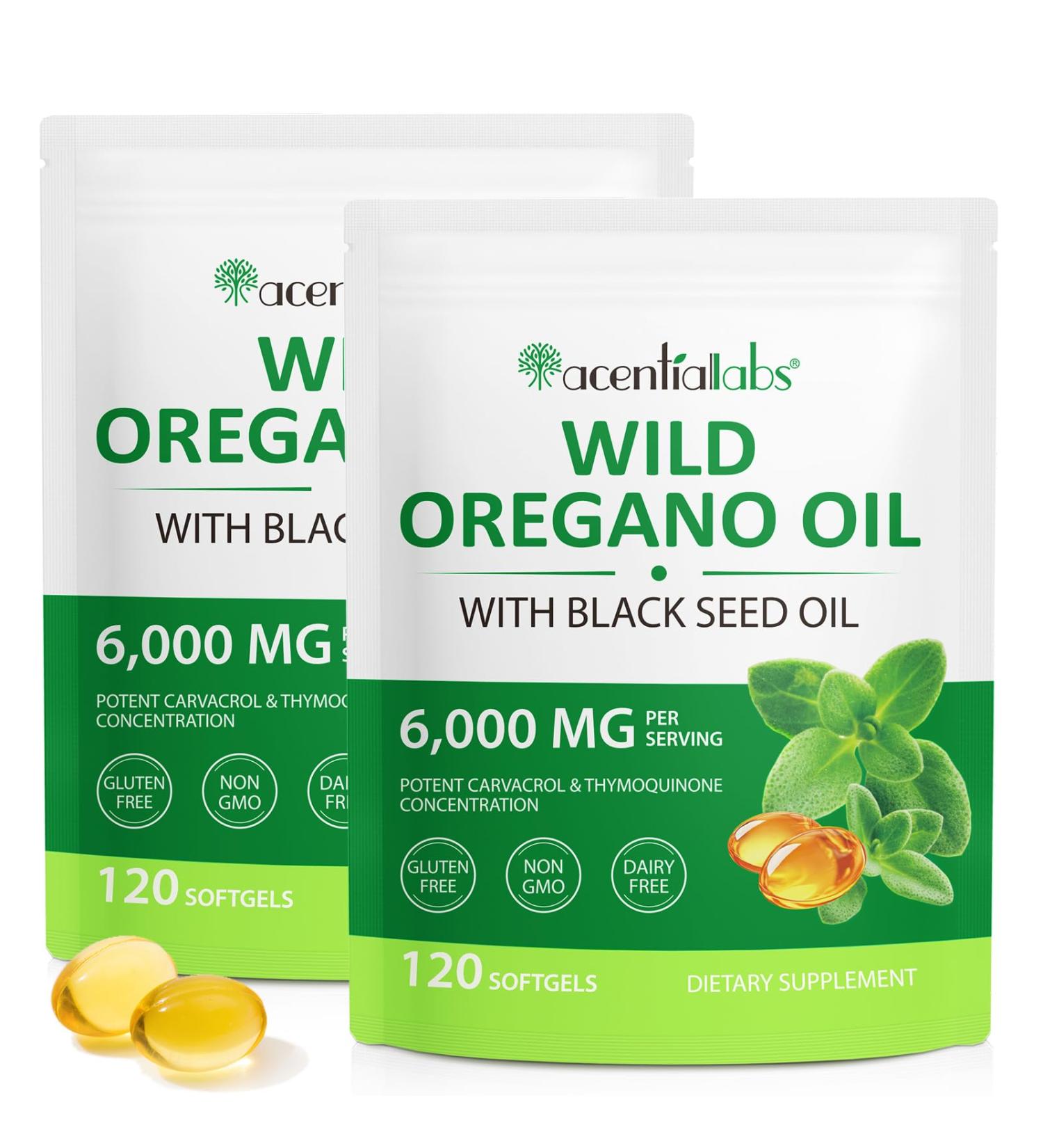 Mcukv Oil of Oregano with Black Seed Oil 2 Pack 6000mg Oregano Oil Capsules Organic 240 Softgels 165mg Carvacrol Non-GMO Immune Support Supplement - Buy Online on GoSupps.com