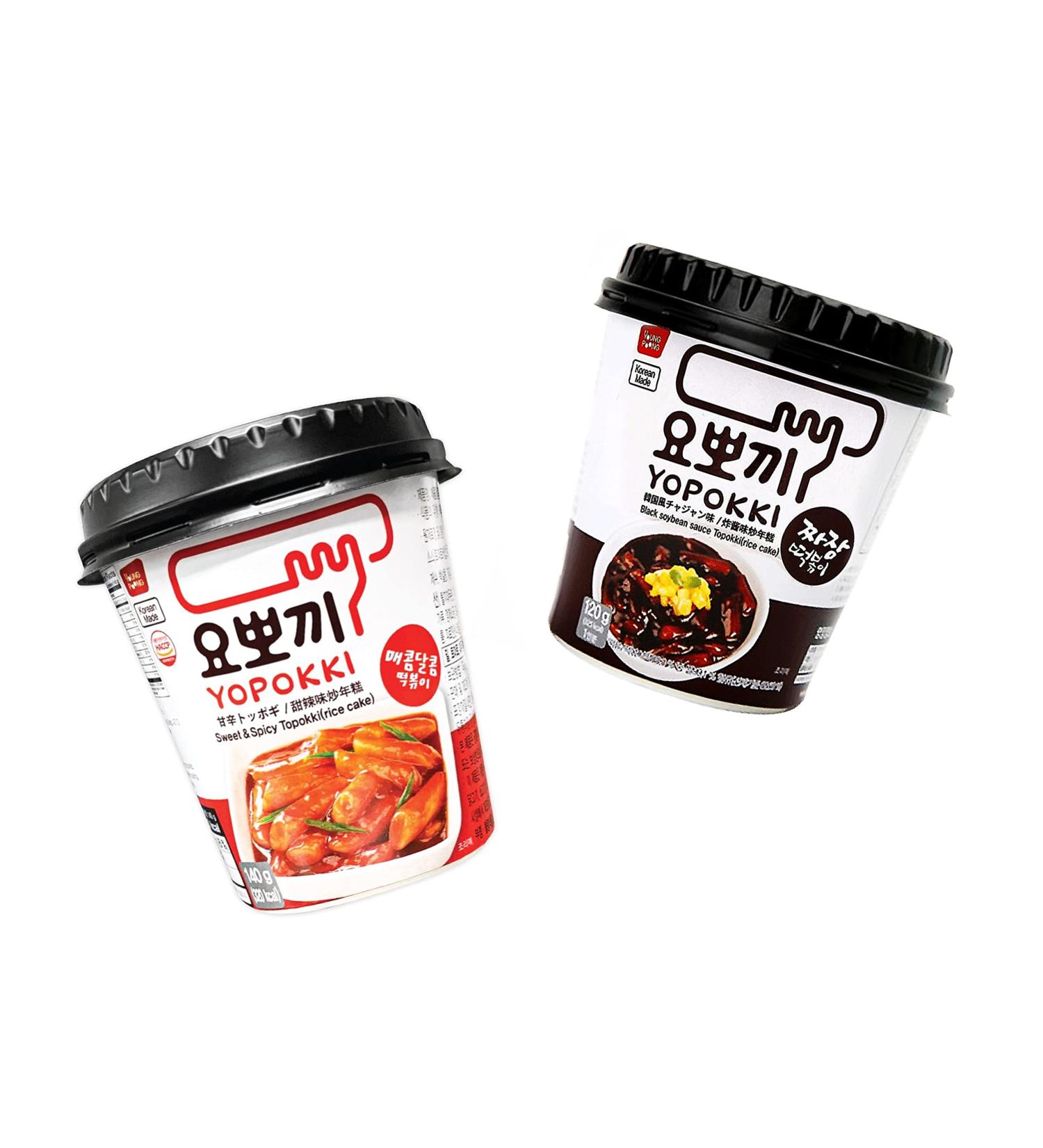 Yopokki Double Pack Sweet/Spicy + Jjajang Beans - Tteokbokki Rice Cake Cups - 260g OG Asia - Authentic Korean Snack - International Shipping - Buy Online on GoSupps.com
