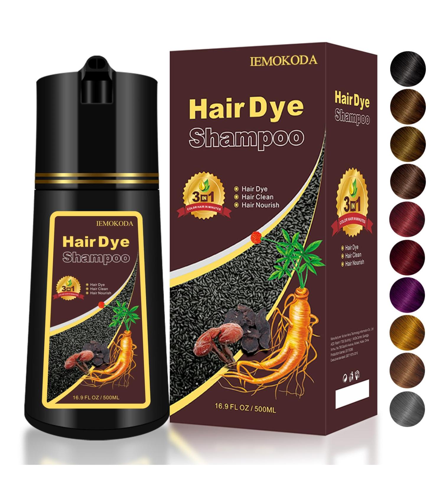 Instant Dark Wine Red Hair Dye - 3 in 1 Color Shampoo for Gray Coverage & Root Touch Up - 16.9 Fl Oz - Buy Online on GoSupps.com