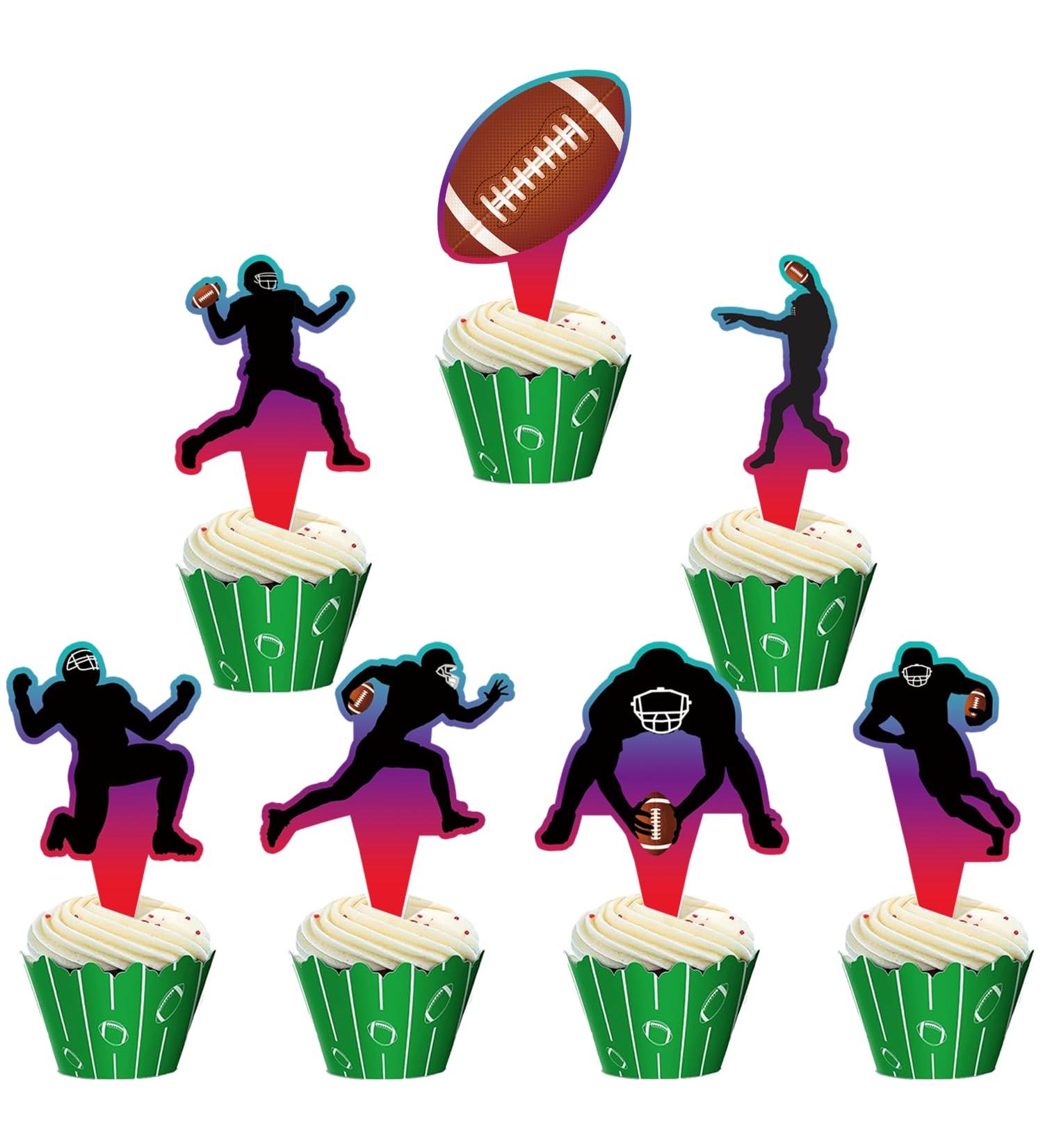 BULKITEM 42 Pieces Football Cupcake Toppers Football Theme Birthday Sports Game Day SUPER BOWL Sunday Party Decoration Supplies Cake Decors - Buy Online on GoSupps.com