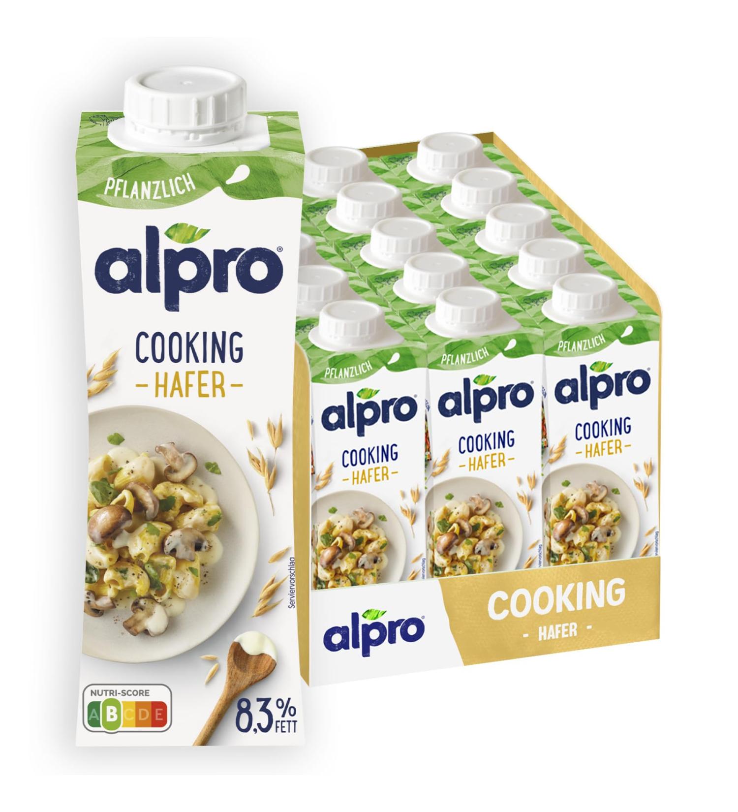 Alpro Oat Cooking Cream Plant-based Vegan Lactose-free Nutri-Score B UHT 15x250ml Pack of 15
