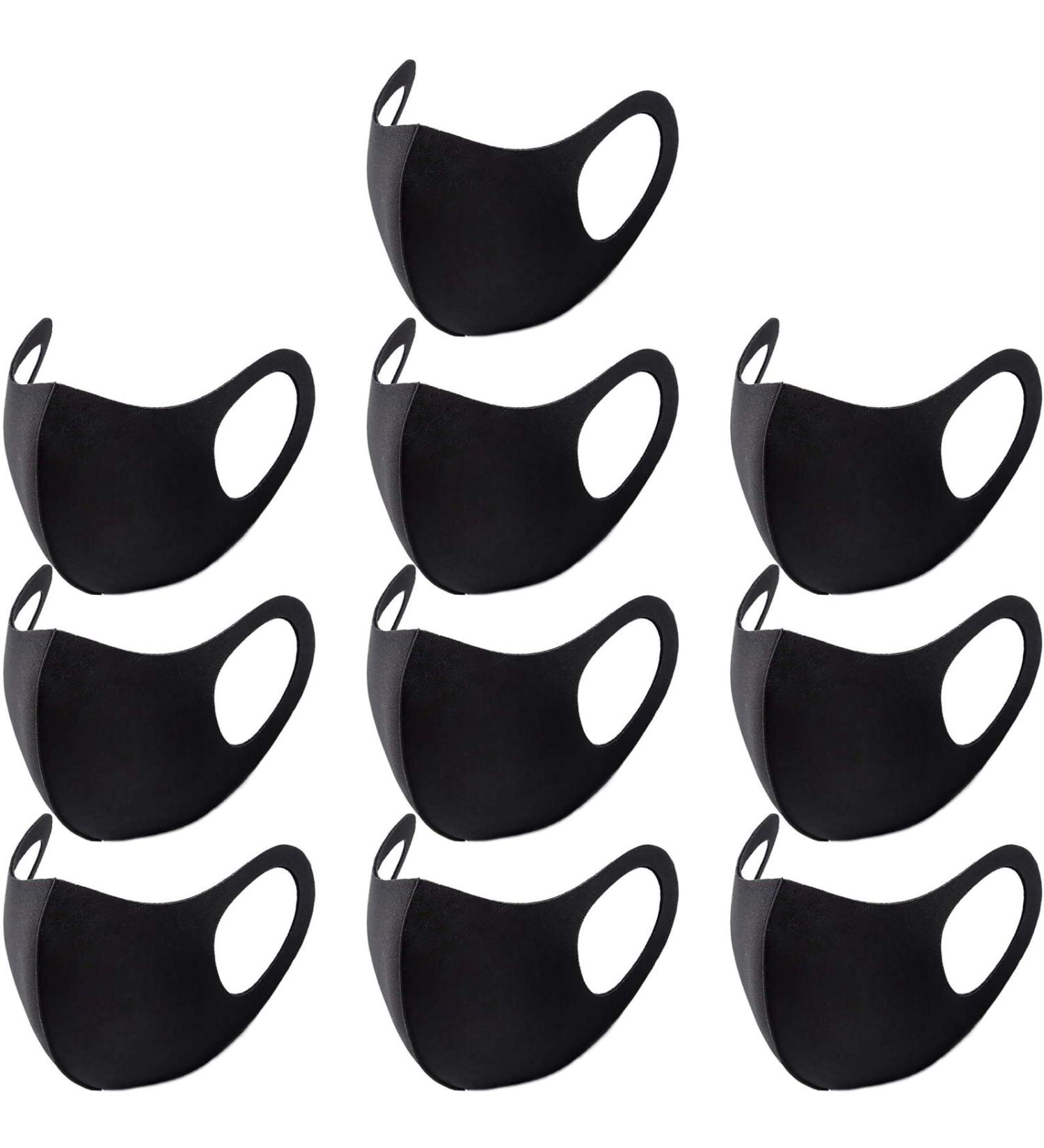 10PCS Black Face Mask Covers - Full Face Anti-Dust, Washable & Reusable Unisex Mask with Elastic Ear Loop - Breathable Adults Face Cover - Buy Online on GoSupps.com