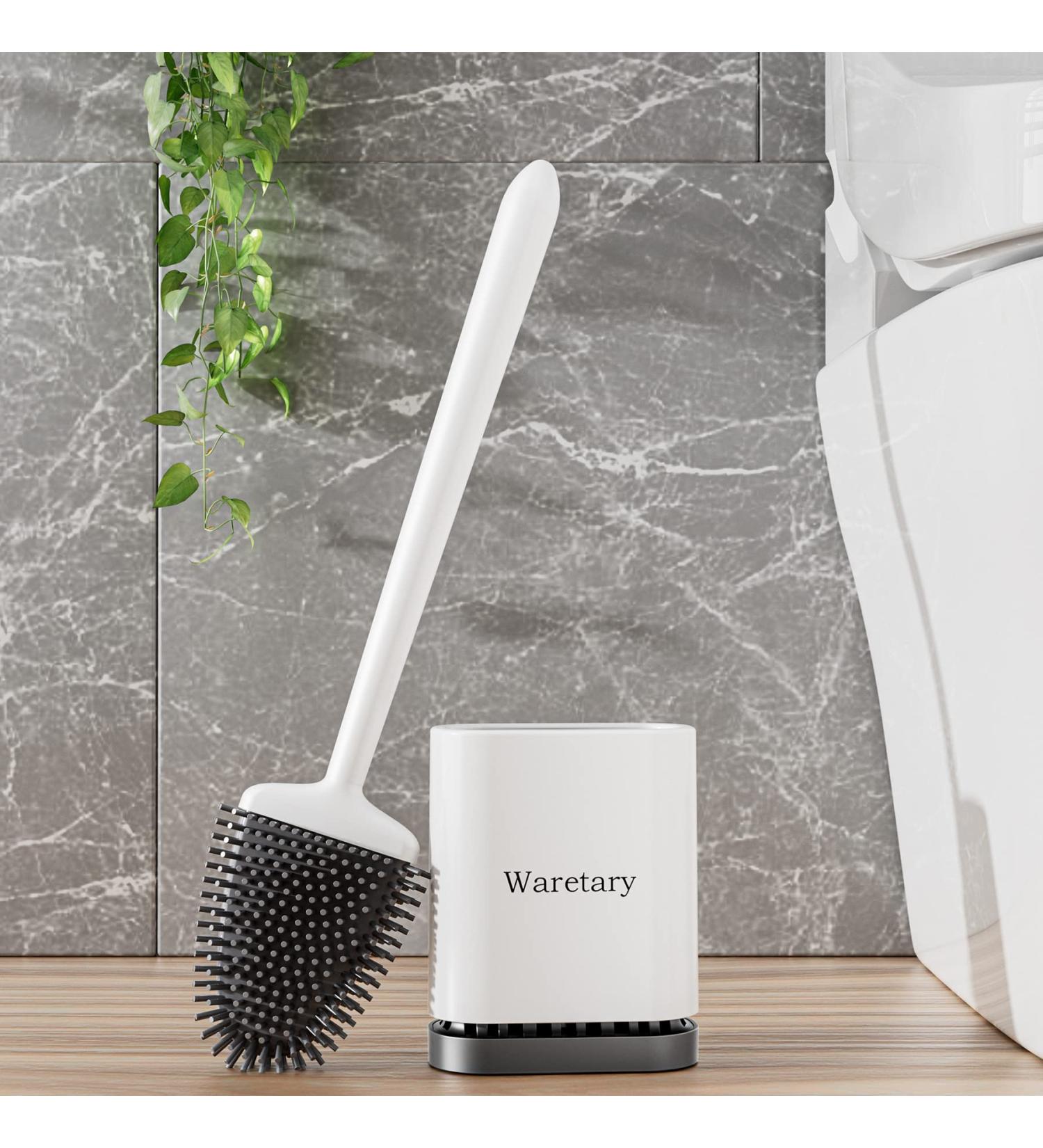 Waretary Toilet Cleaning Brush and Holder Set - Silicone Bristles, Quick-Drying Wall-Mounted Base - White Snow White - Buy Online on GoSupps.com