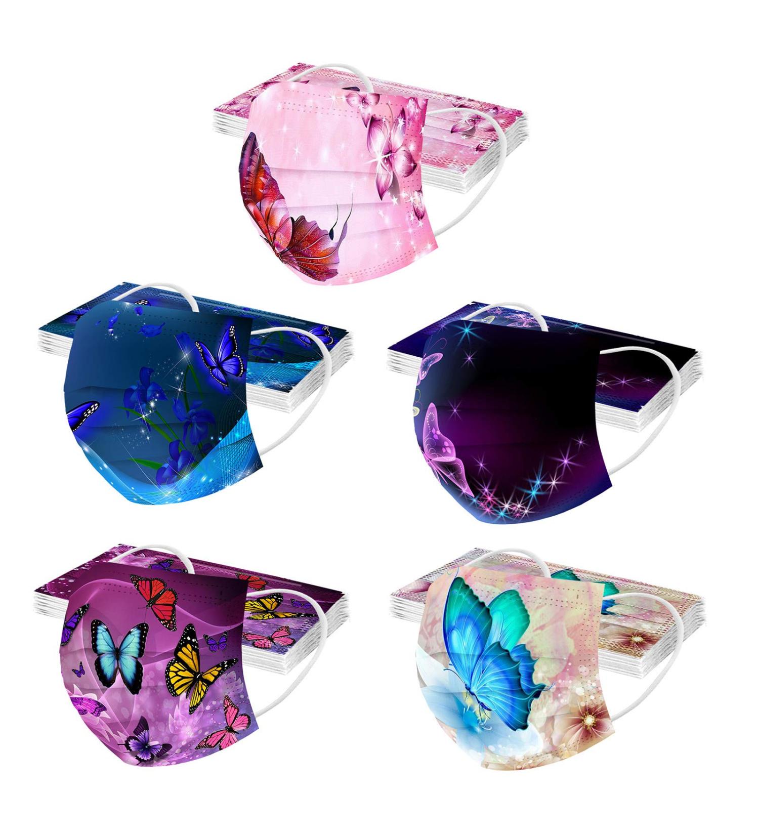 Goddess Accent 50 Pack Disposable Face_Mask Cute Floral Tie Dye Printed Protection for Adults Women - Buy Online on GoSupps.com