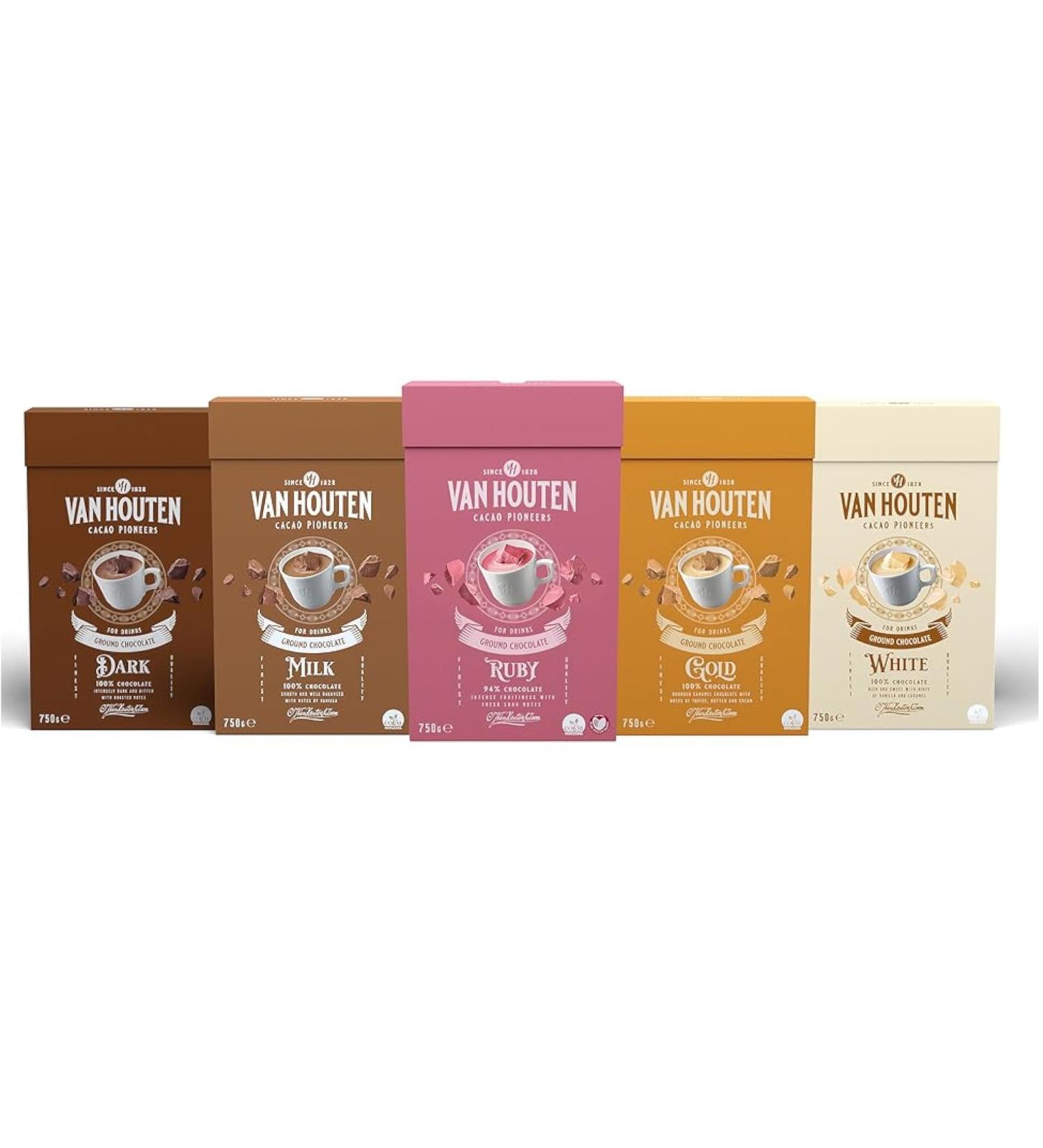 Van Houten Custom | Choose 2 from 5 Hot Chocolates | Recieve 1x750g Box of Each Choice - Buy Online on GoSupps.com