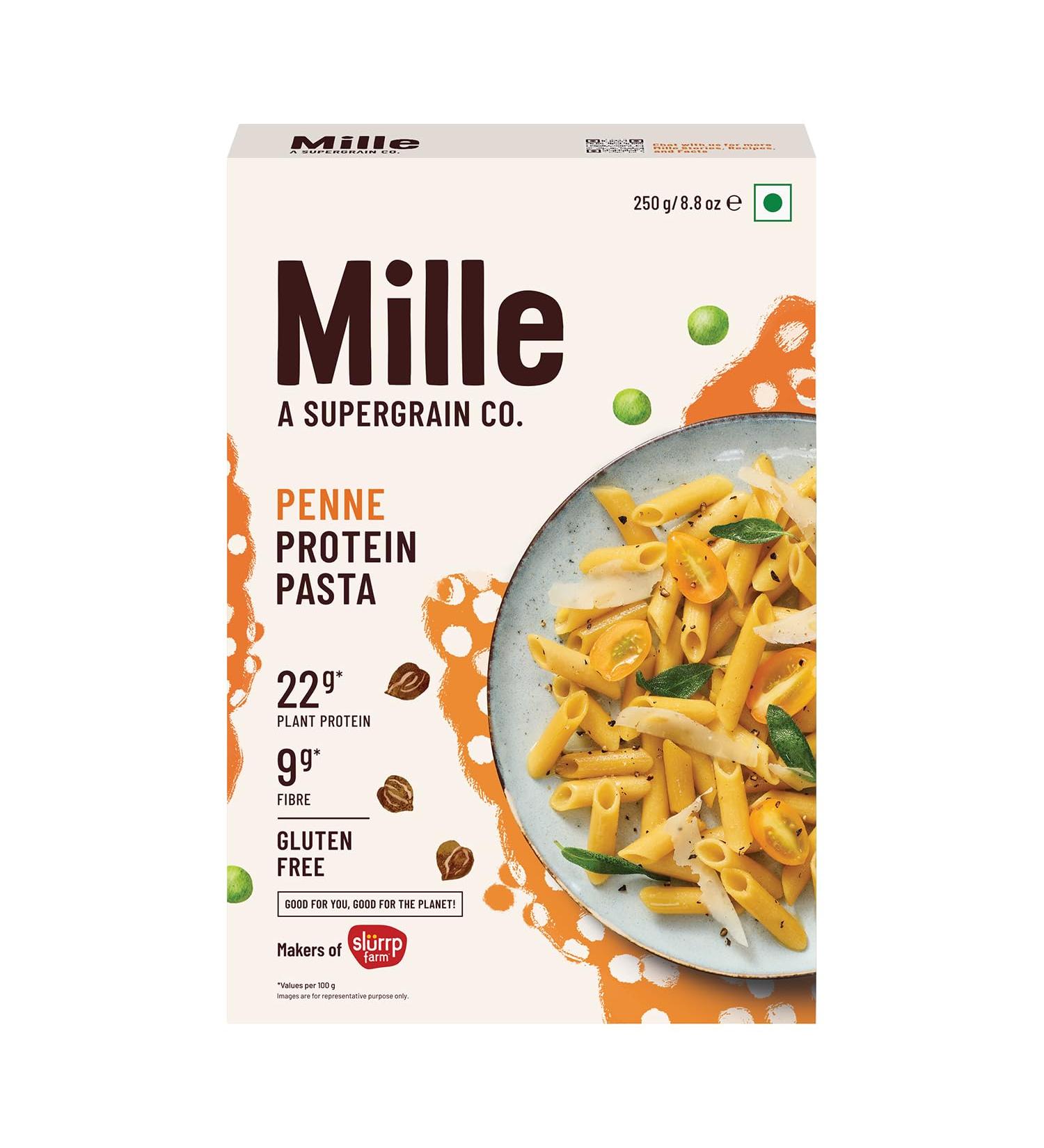 Mille High Protein Penne Pasta | No Maida | 1.8X Plant Protein | 250Gms - Buy Online on GoSupps.com