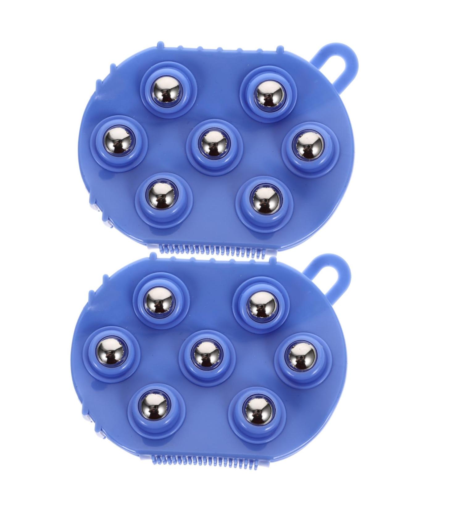 2-Piece Rolling Hand Massager Set | Acupressure Muscle Roller & Massage Balls - Meridian Body Massager in Medium Blue - Buy Online on GoSupps.com