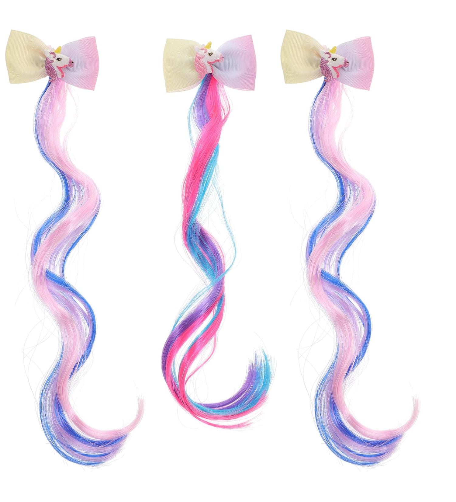 Hair Accessories for Girls Bulk Unicorn Wigs for Hair Extensions Clips 3PCS - Buy Online on GoSupps.com