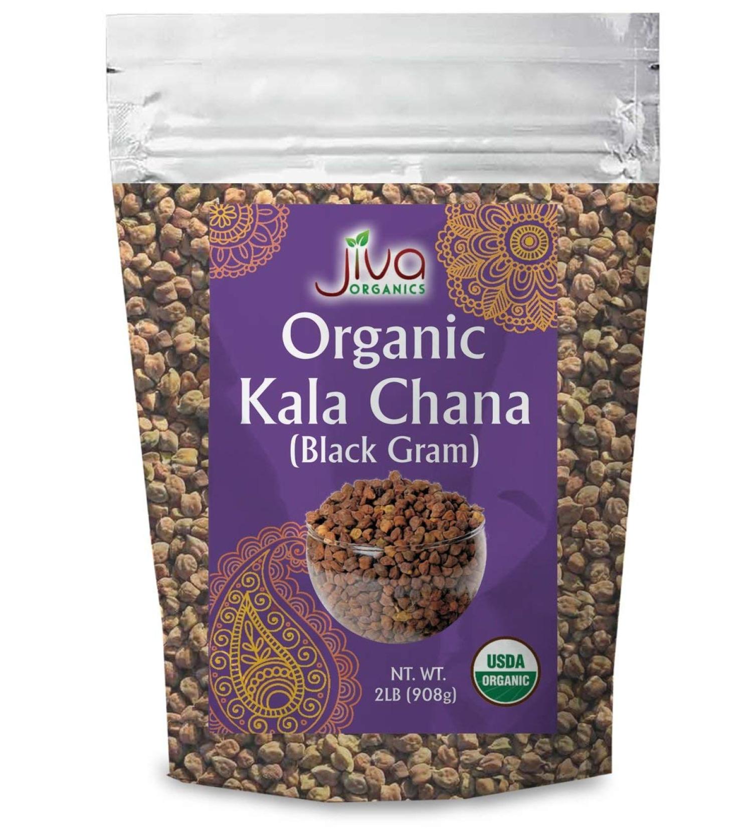 Jiva Organics Organic Kala Chana 2 Pound Bulk Bag - Black Gram, Desi Black Chickpeas, 100% Natural & Non-GMO 2 Pound (Pack of 1)