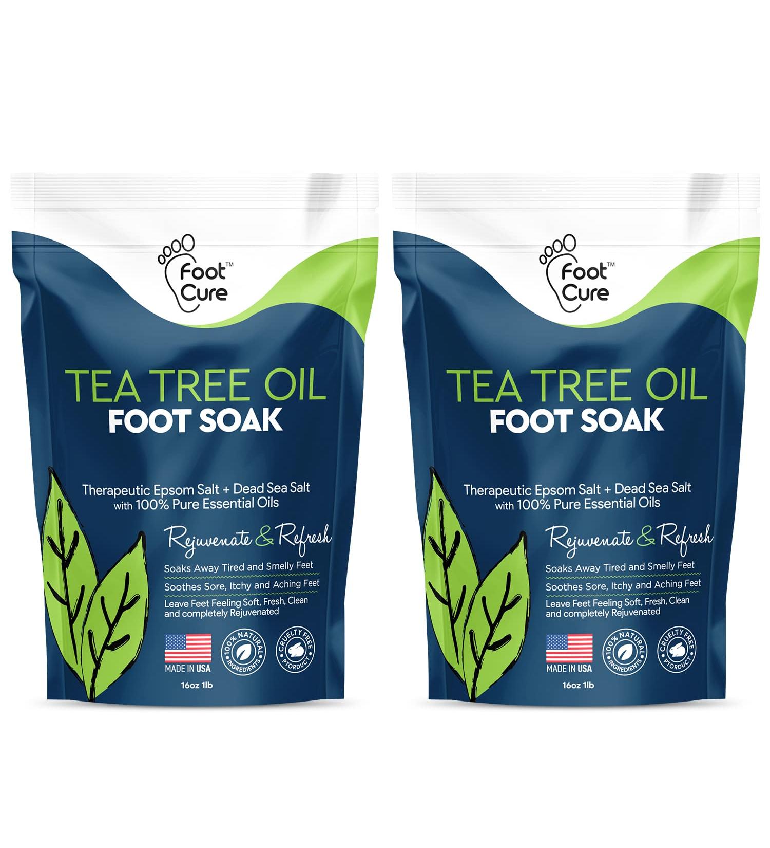 Tea Tree Oil Foot Soak with Epsom Salt - Fungal Treatment for Toenail Athletes Foot - Softens Calluses and Soothes Sore Feet - Made in USA - 2 Pack - Buy Online on GoSupps.com