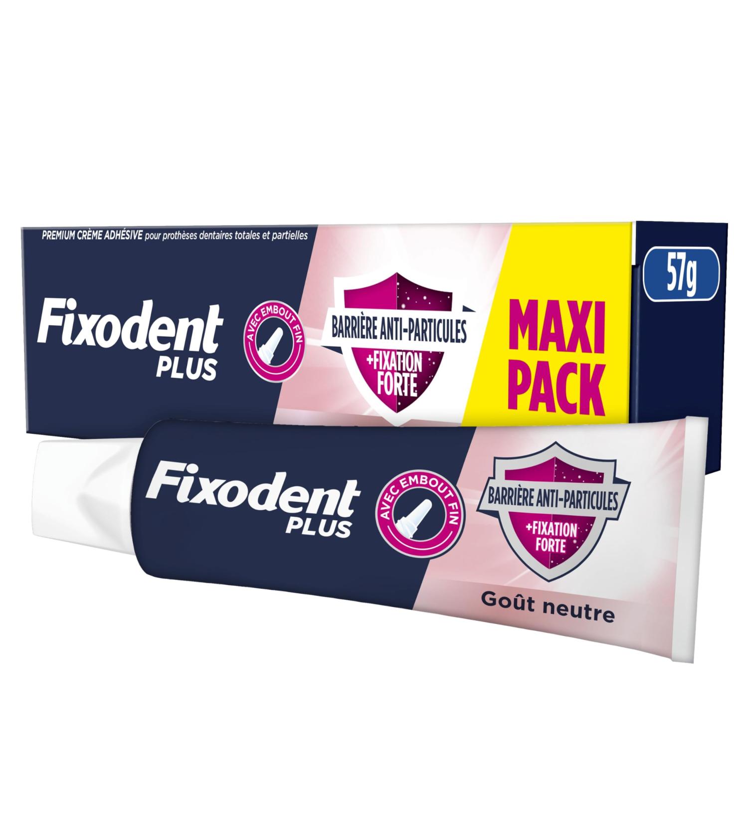 Fixodent Plus Cr me Adh sive Pour Proth ses Dentaires Barri re Anti-Particules Maxi Pack Go t Neutre 57g - Buy Online on GoSupps.com