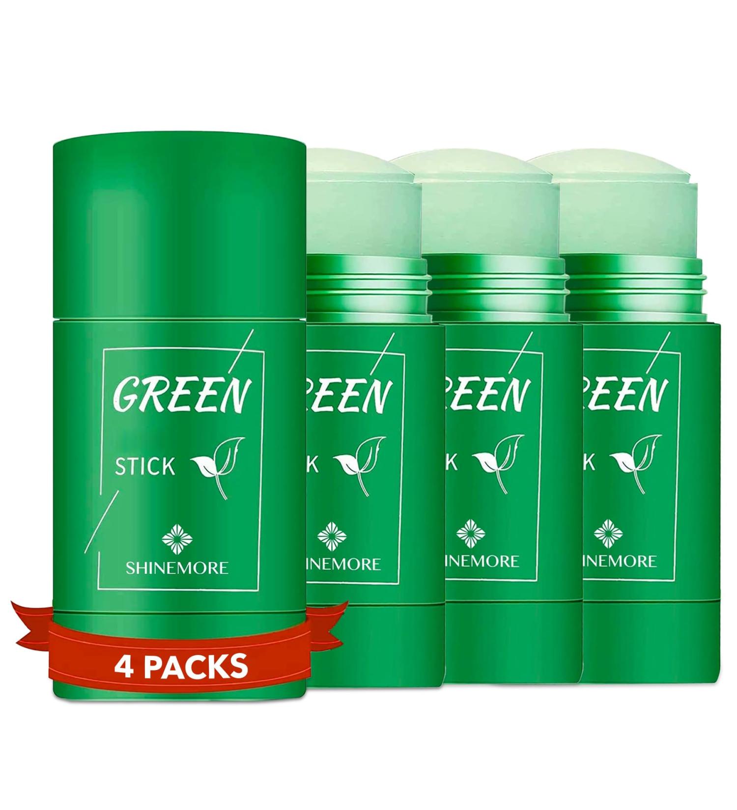 ShineMore Green Tea Clay Stick(4 Pcs): Blackhead Remover for Face Green Clay Mask for Deep Pore Cleansing Moisturizing and Brightening for Men and Women 4 Pack facial