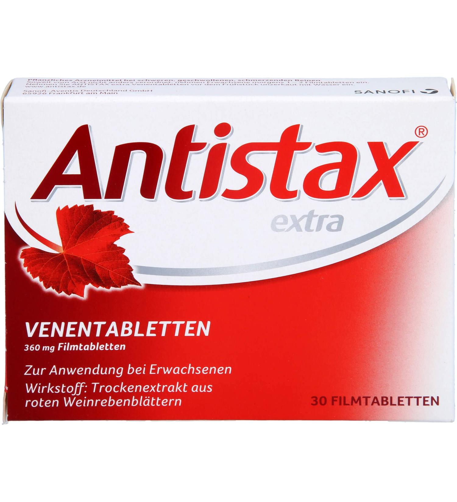 ANTISTAX Extra Vein Tablets - 30 Film-Coated Tablets for Improved Circulation | Fast Shipping Worldwide - Buy Online on GoSupps.com