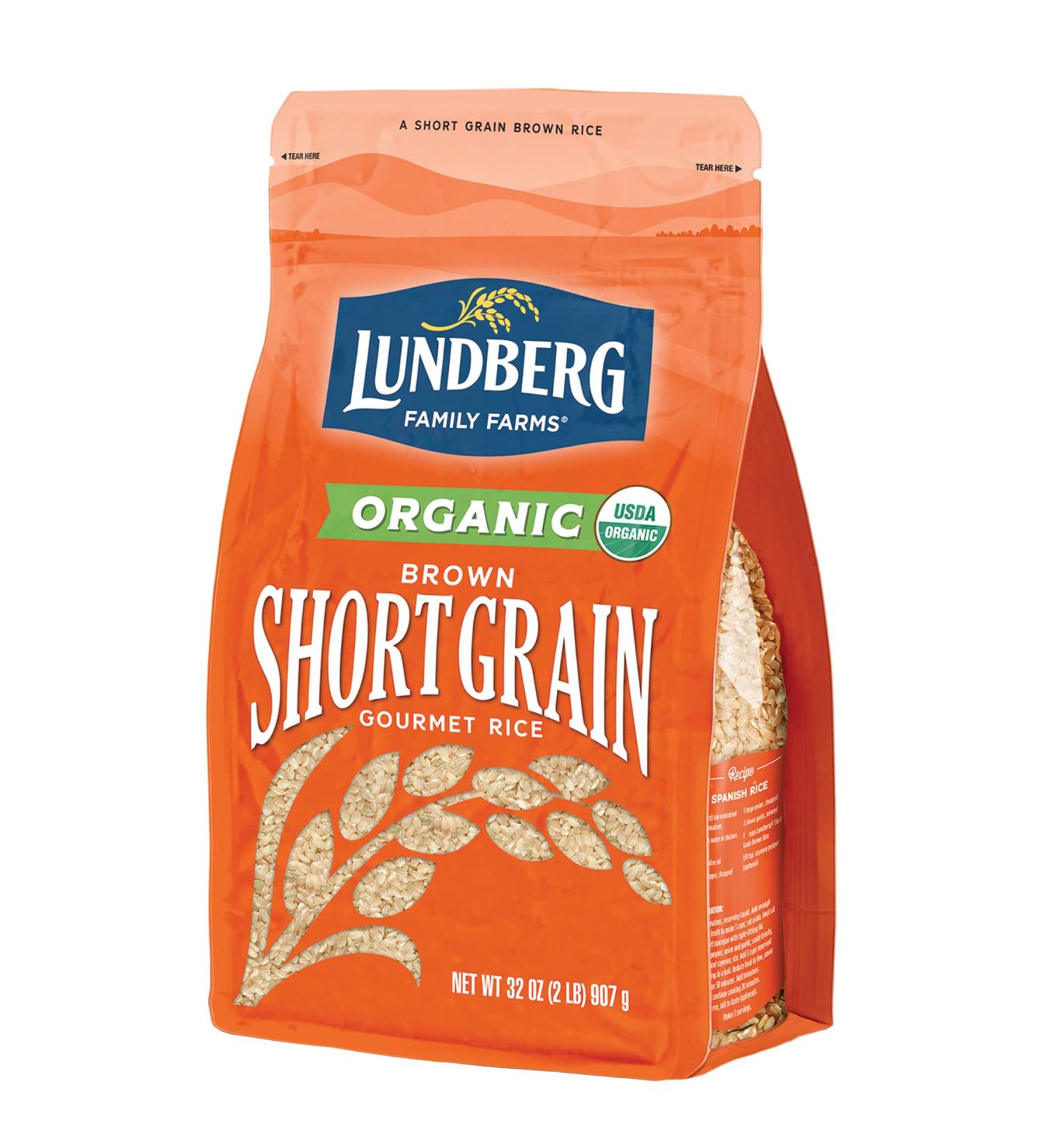 Organic Brown Short Grain Rice | Lundberg Family Farms | Gluten-Free, Non-GMO, High Fiber, 32 oz - Buy Online on GoSupps.com