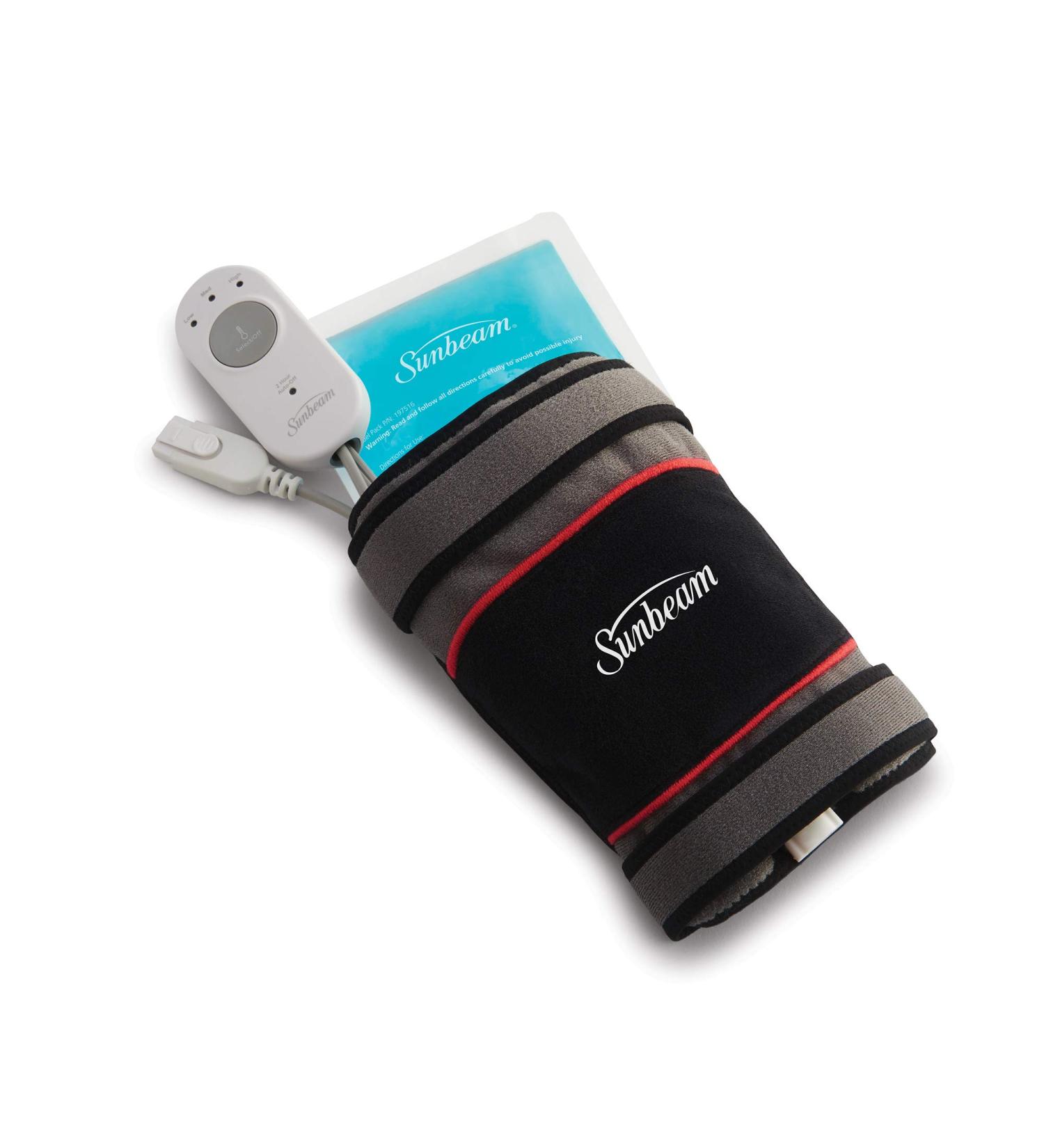 Sunbeam Heating Pad Wrap for Joint Pain Relief | Auto Shut Off, Moist Heat Option | Black/Grey - Buy Online on GoSupps.com