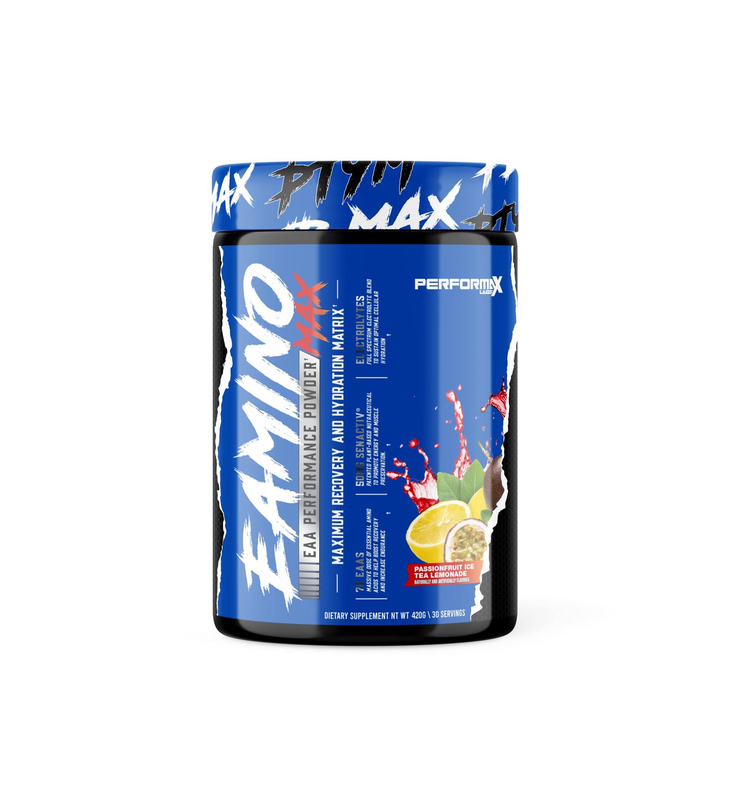 EAminoMax Amino Acid Powder - 7g BCAA & Essential Amino Acids for Recovery & Endurance | 30 Servings Passionfruit Ice Tea Lemonade | International Shipping Available - Buy Online on GoSupps.com