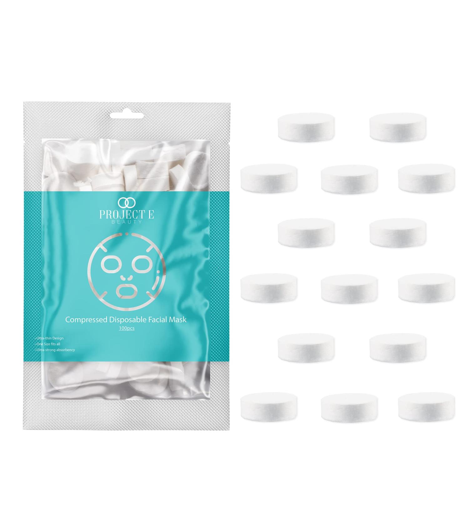 100pcs Disposable Compressed Facial Masks | DIY Sheet Masks for Travel & Home | Project E Beauty Cotton Facial Paper for Toner Serum or Lotion - Buy Online on GoSupps.com