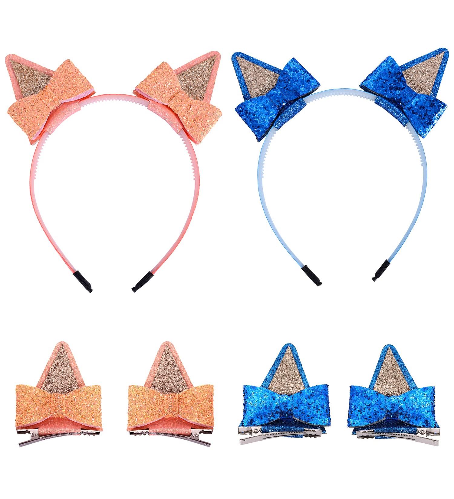Blue Dog Ears Hair Bow Clips - 2 Pairs for Toddler Kids Halloween Costume & Cosplay - Buy Online on GoSupps.com