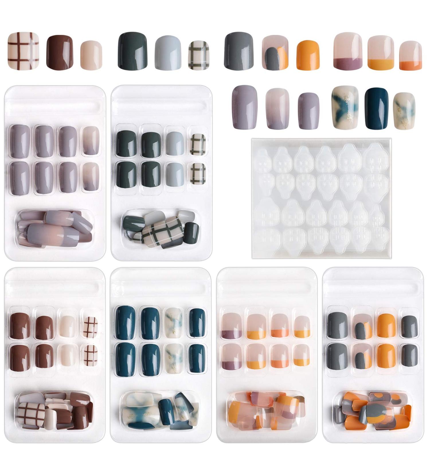 Kalolary 144PC False Nails Color Gradient Acrylic Fake Nails with Glue Stickers for Women & Girls | Perfect for DIY Nail Art Decoration - Buy Online on GoSupps.com