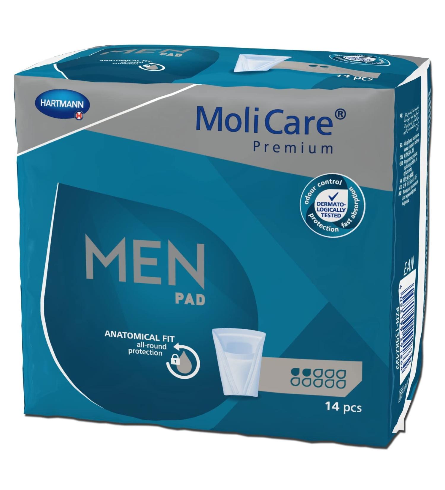 Molicare Premium Men Pad - Incontinence Insert for Bladder Weakness | V-Shaped Fit | 168 Pieces (12x14) - International Shipping Available - Buy Online on GoSupps.com