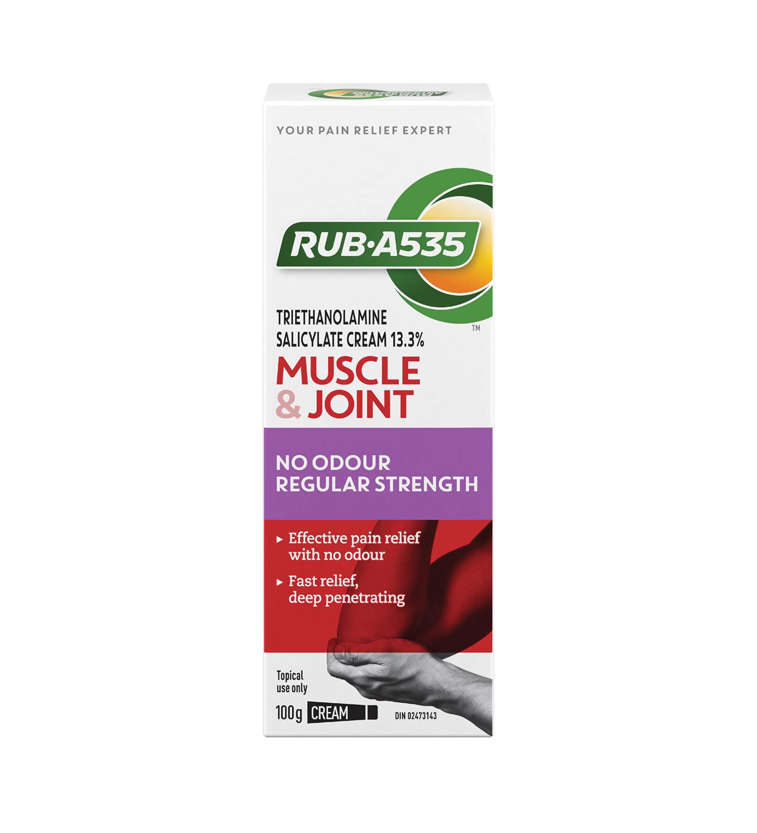 RUB A535 No Odour Cream - Relief for Arthritic, Muscle, Joint & Back Pain - 100g Tube - Buy Online on GoSupps.com
